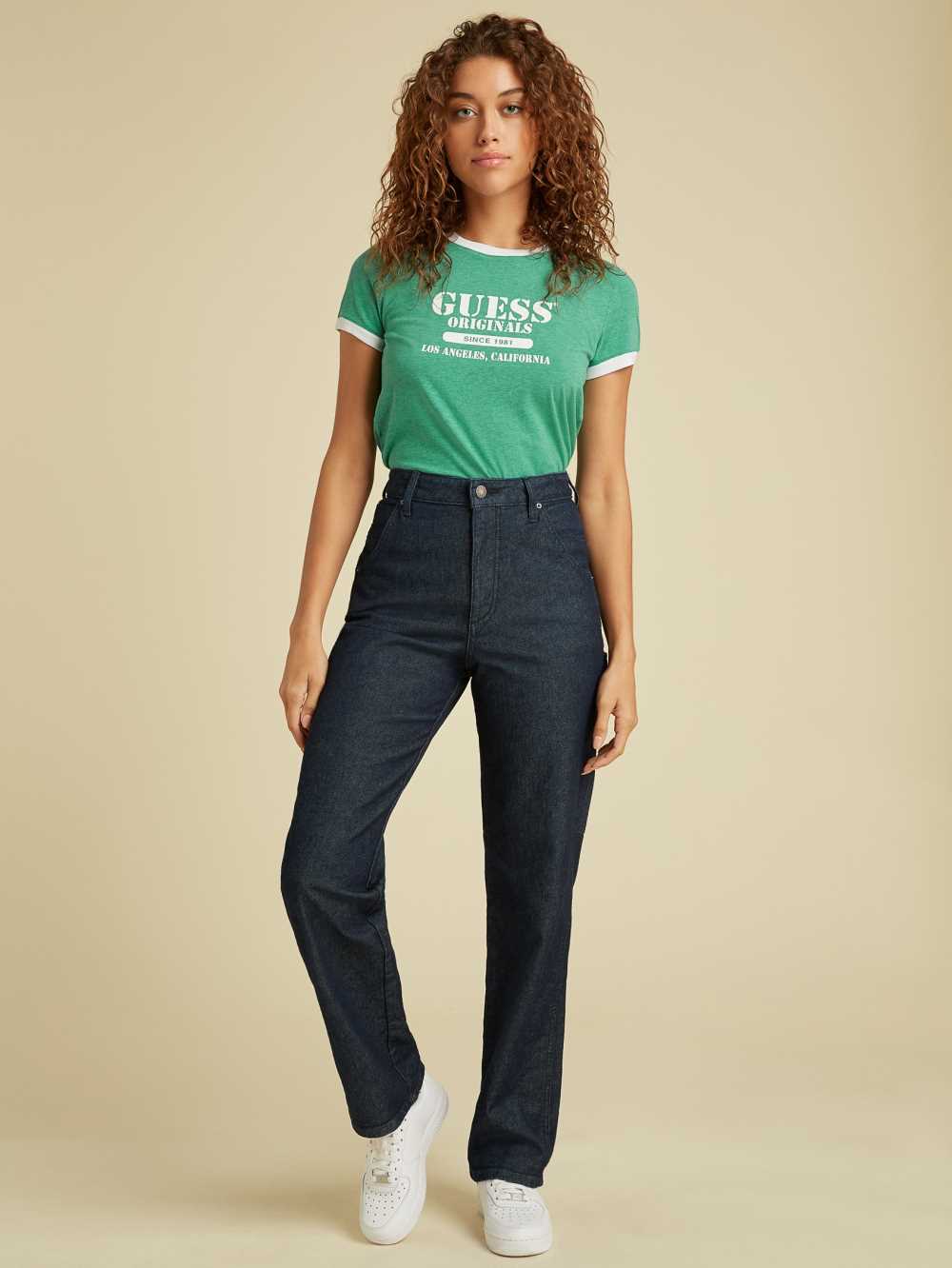 Green Women's Guess Originals Heather Ringer T-shirt Australia Sale | 210SNTXLM