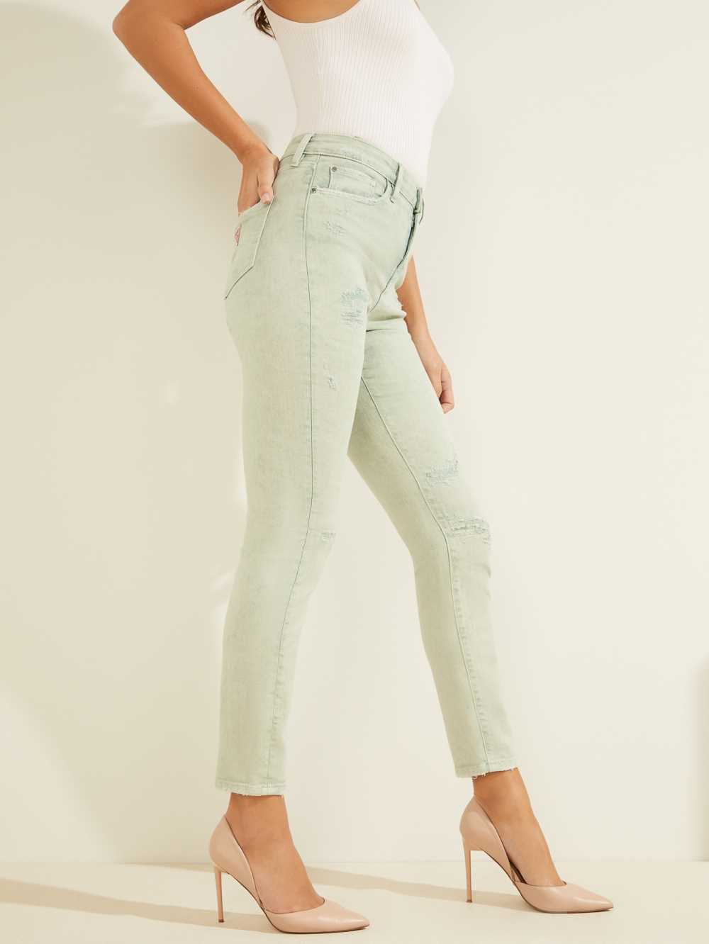 Green Women's Guess Super-High Rise Ultimate Skinny Jeans Australia Sale | 530LFOQDA