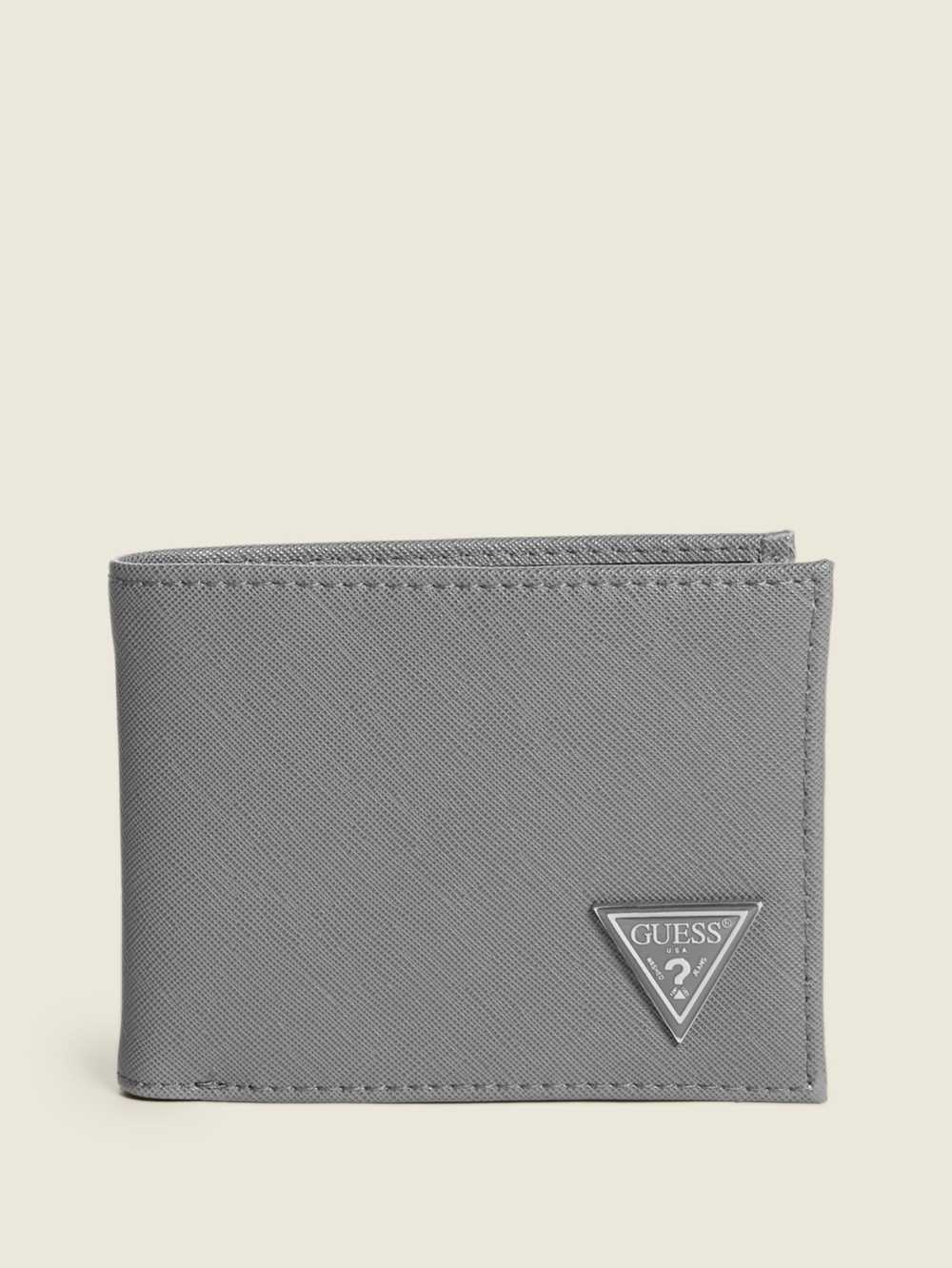 Grey Men\'s Guess Certosa Leather Billfold Wallets Australia Sale | 079RZOQSY