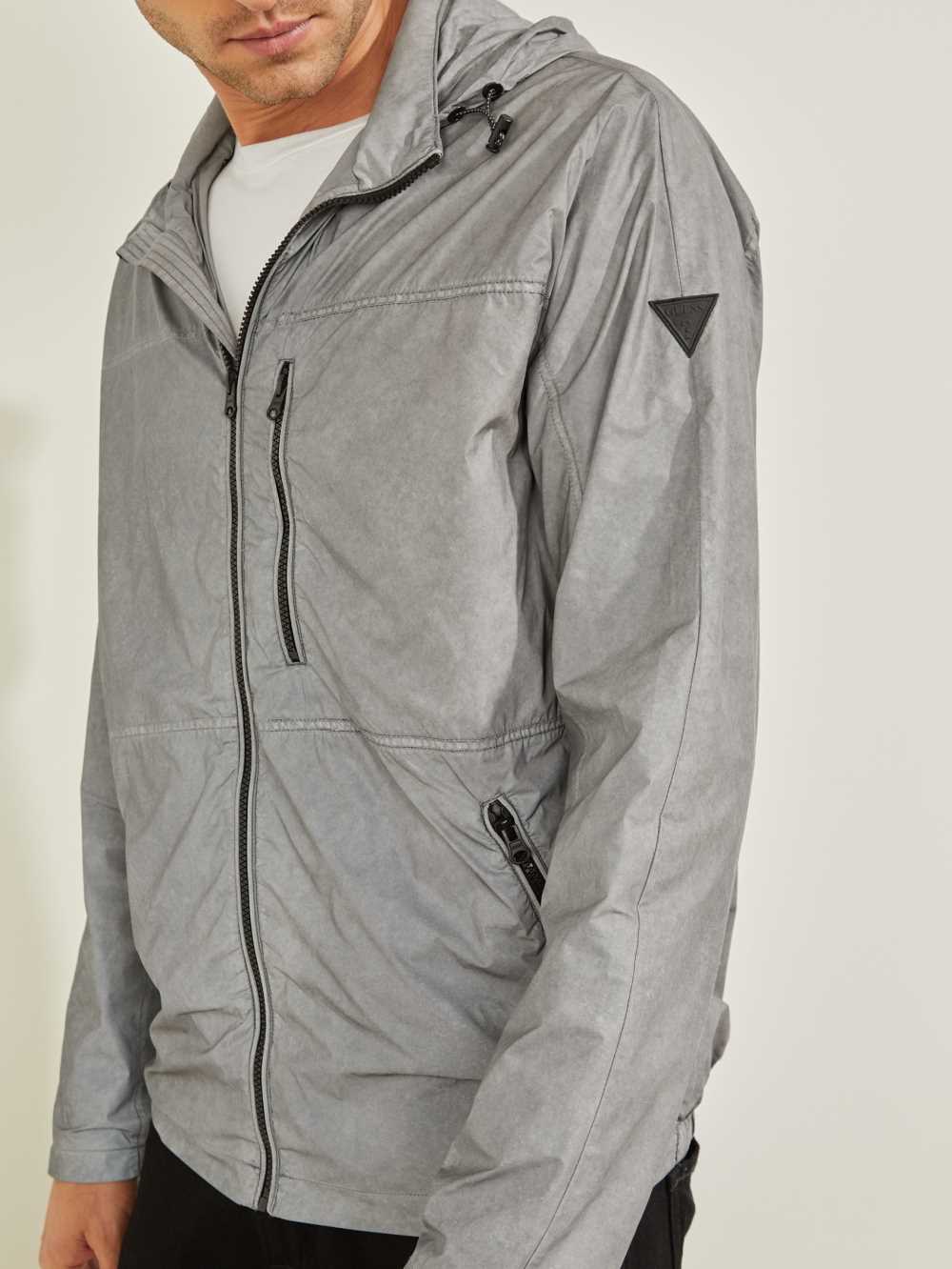 Grey Men's Guess Denver Reflective Windbreaker Australia Sale | 405NQLHWO