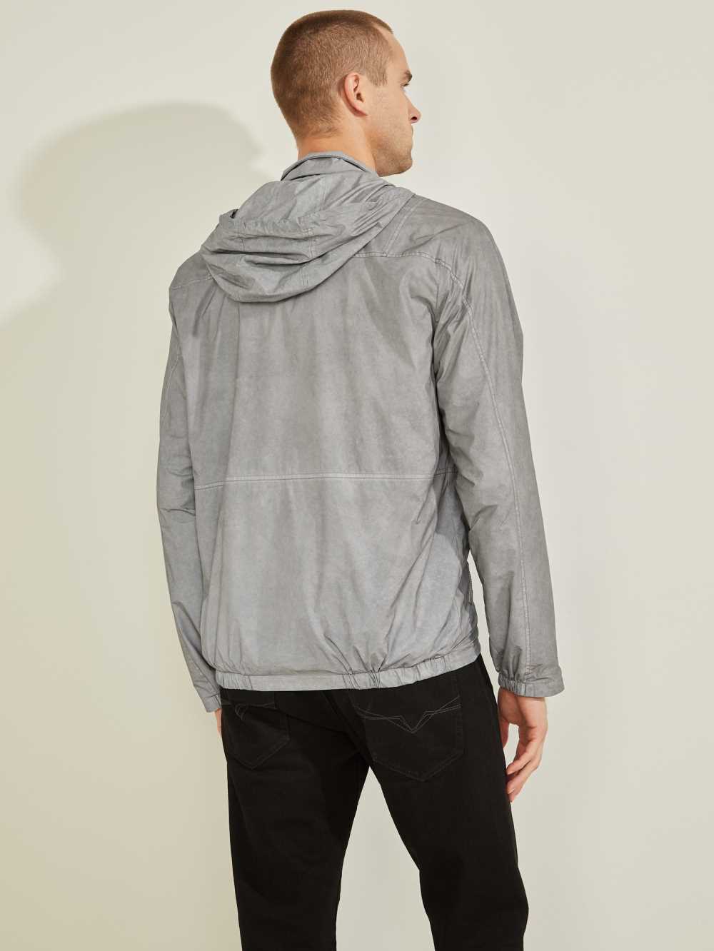 Grey Men's Guess Denver Reflective Windbreaker Australia Sale | 405NQLHWO