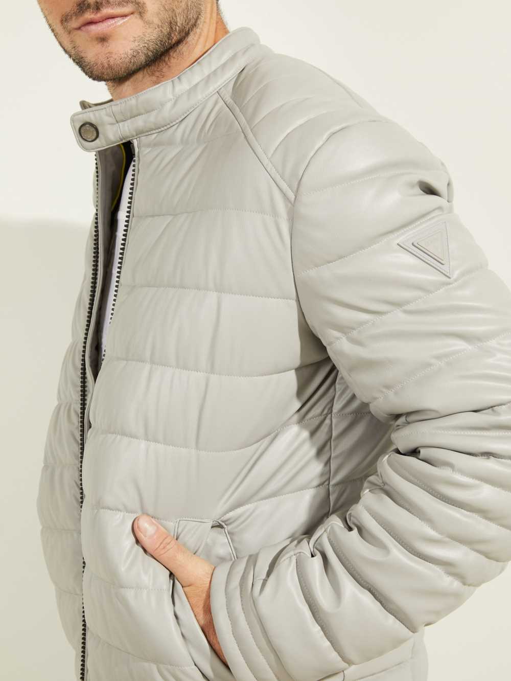 Grey Men's Guess Stretch Puffer Jackets Australia Sale | 796GDXASL