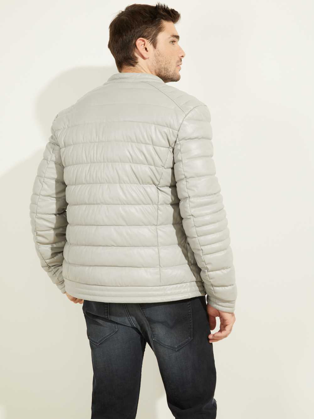 Grey Men's Guess Stretch Puffer Jackets Australia Sale | 796GDXASL