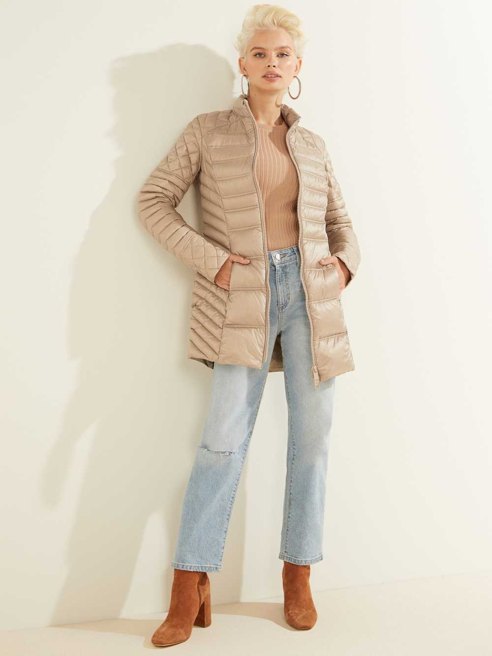 Grey Women's Guess Natasha Packable Down Jackets Australia Sale | 905JPWLRM