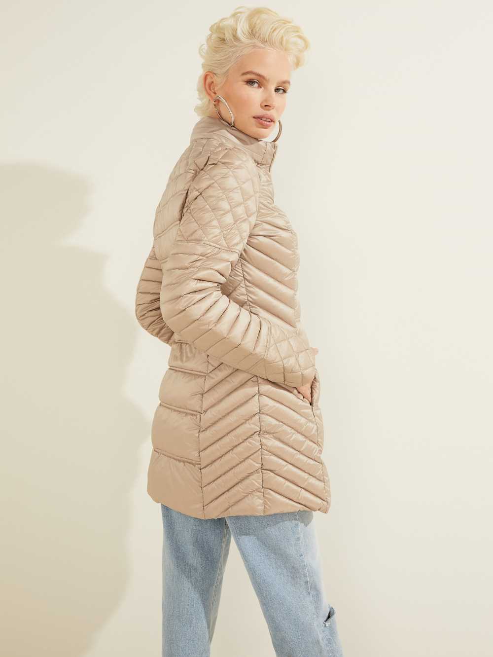 Grey Women's Guess Natasha Packable Down Jackets Australia Sale | 905JPWLRM