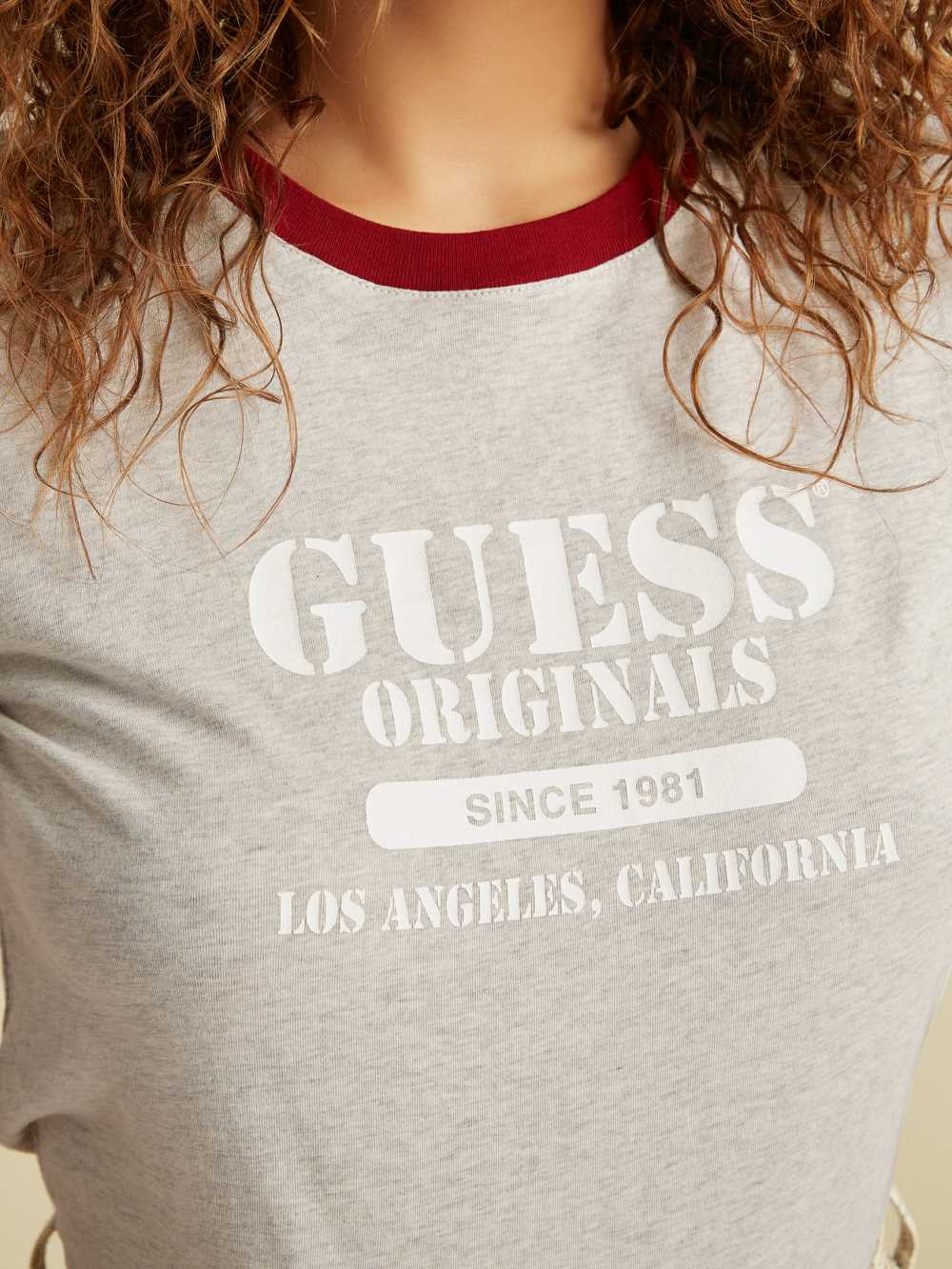 Grey Women's Guess Originals Heather Ringer T-shirt Australia Sale | 139OMHPSI