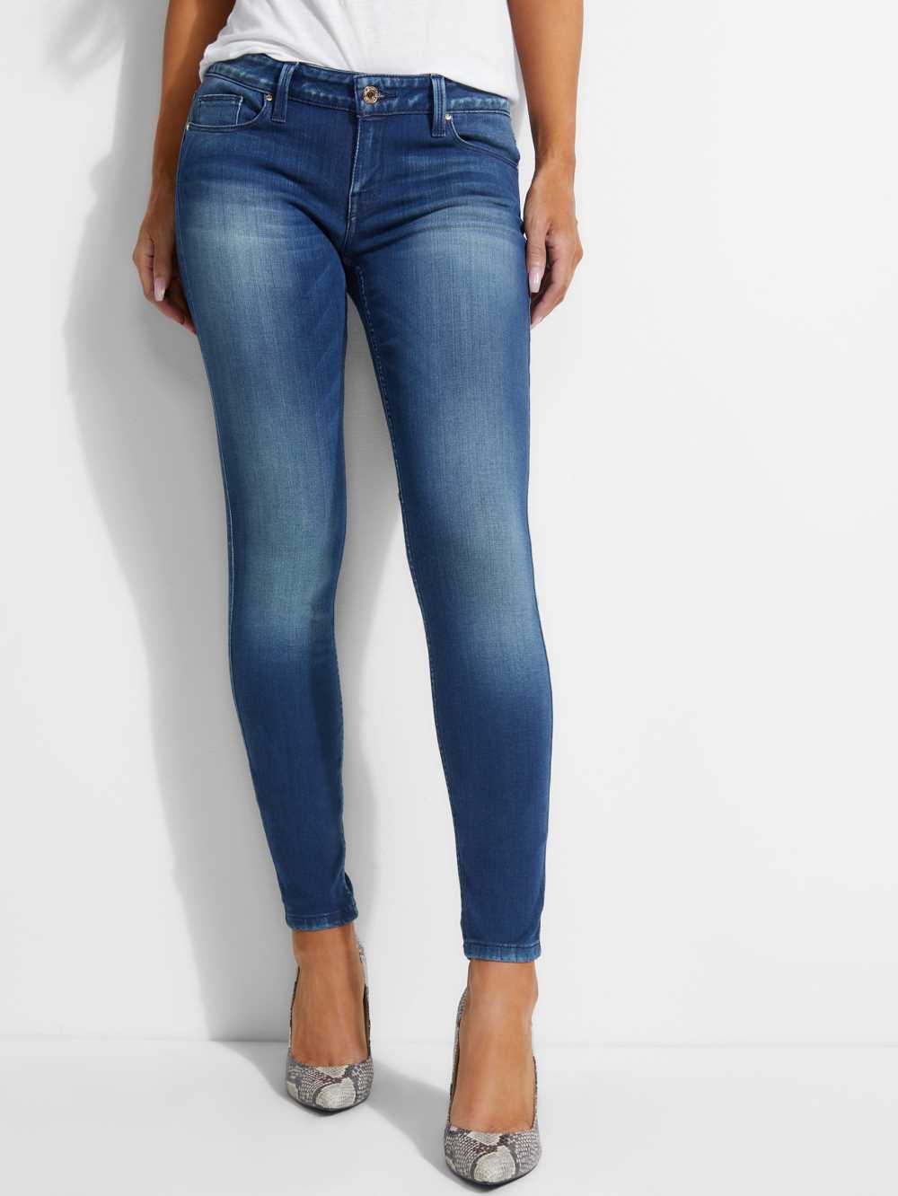 Indigo Wash Women\'s Guess Power Skinny Jeans Australia Sale | 468CKPVRN