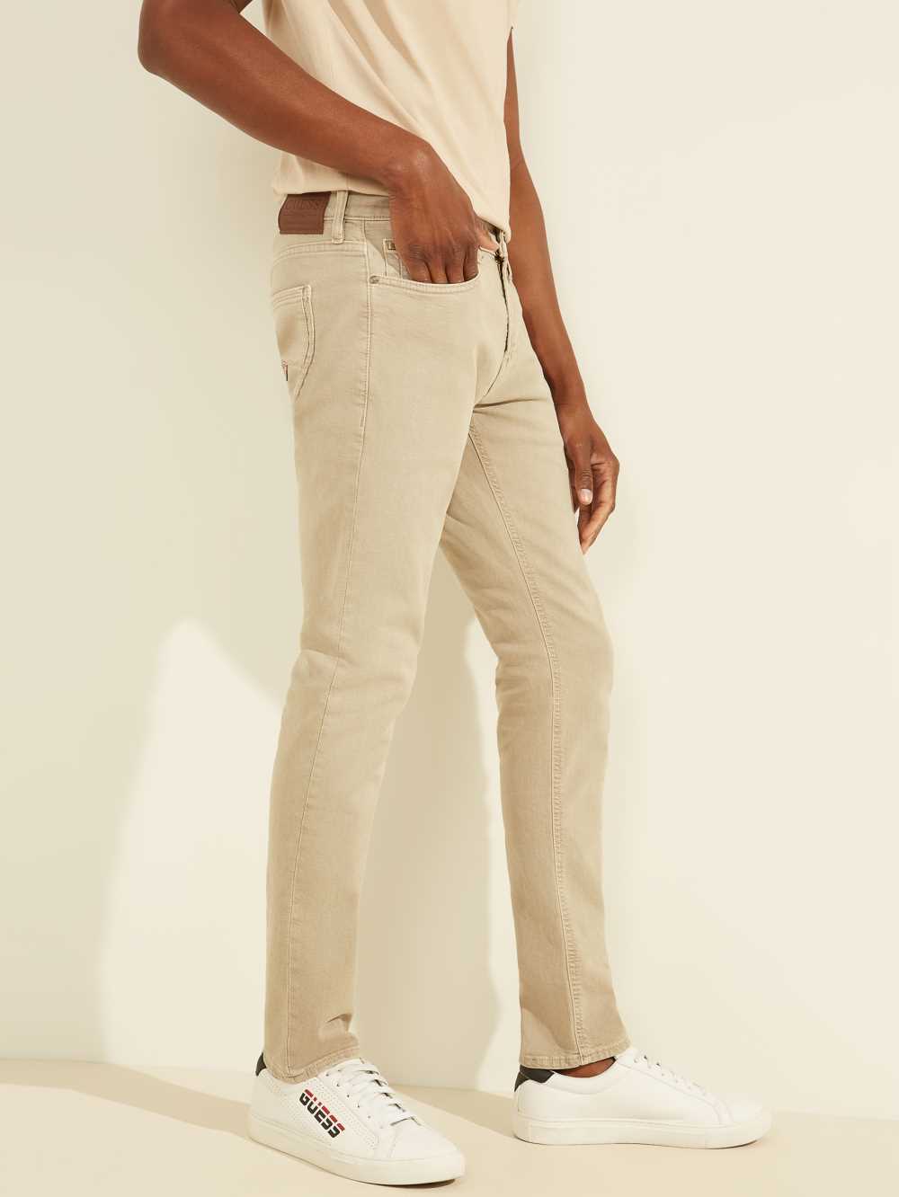 Khaki Men's Guess Dyed Skinny Jeans Australia Sale | 014MQDSKZ