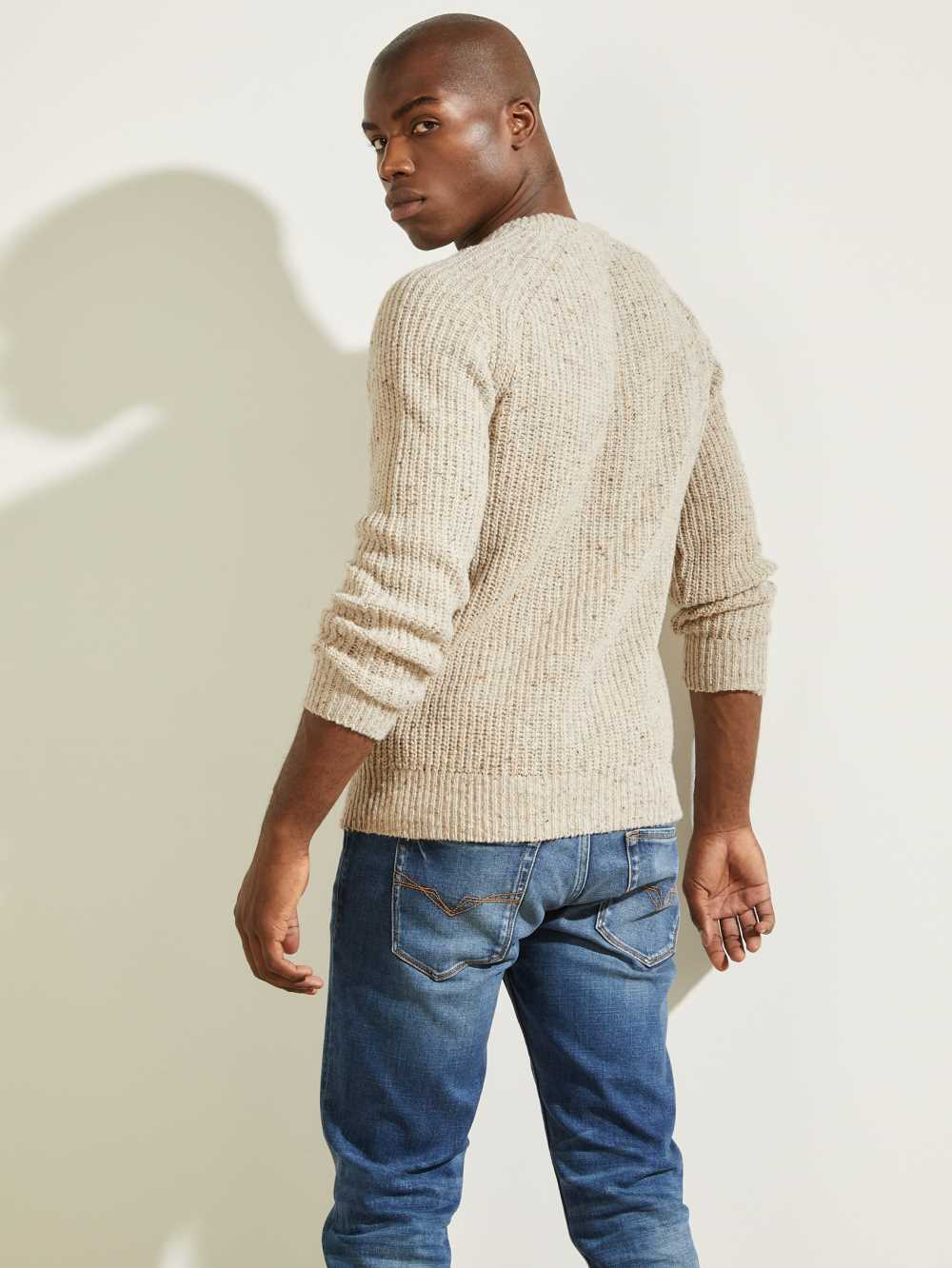 Khaki White Men's Guess Lester Hunter Jumper Sweaters Australia Sale | 047QVAMWF