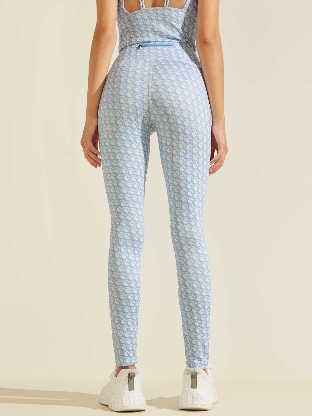 Light AZURE Women's Guess Caitlin Logo Print Leggings Australia Sale | 927GTANKX