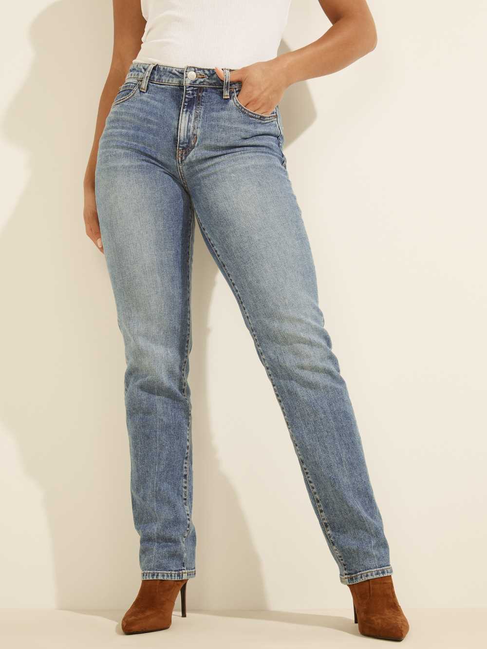 Light Blue White Women\'s Guess 1981 Straight-Leg Jeans Australia Sale | 407ITHLRE