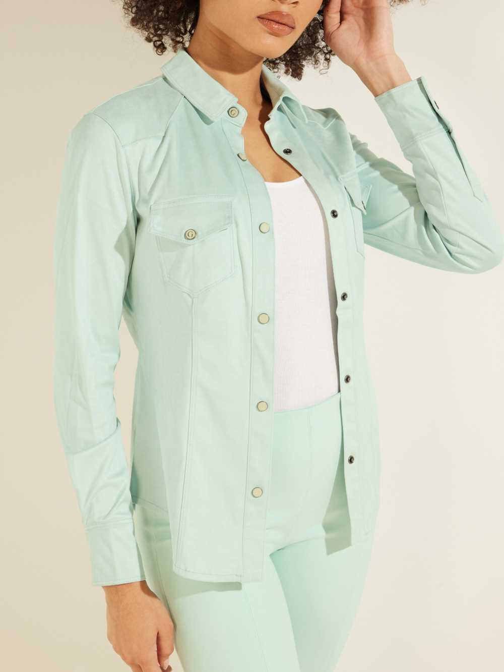 Light Blue Women's Guess Daisy Shirts Australia Sale | 984NJYVXI