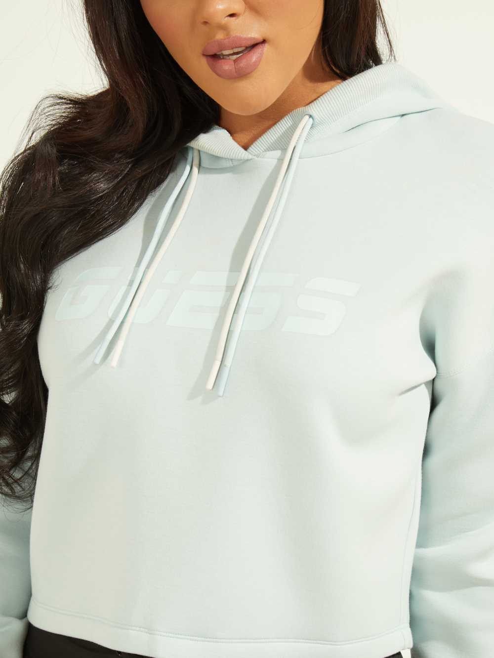 Light Blue Women's Guess Double Drawstring Hooded Sweatshirt Australia Sale | 642LWUPQS