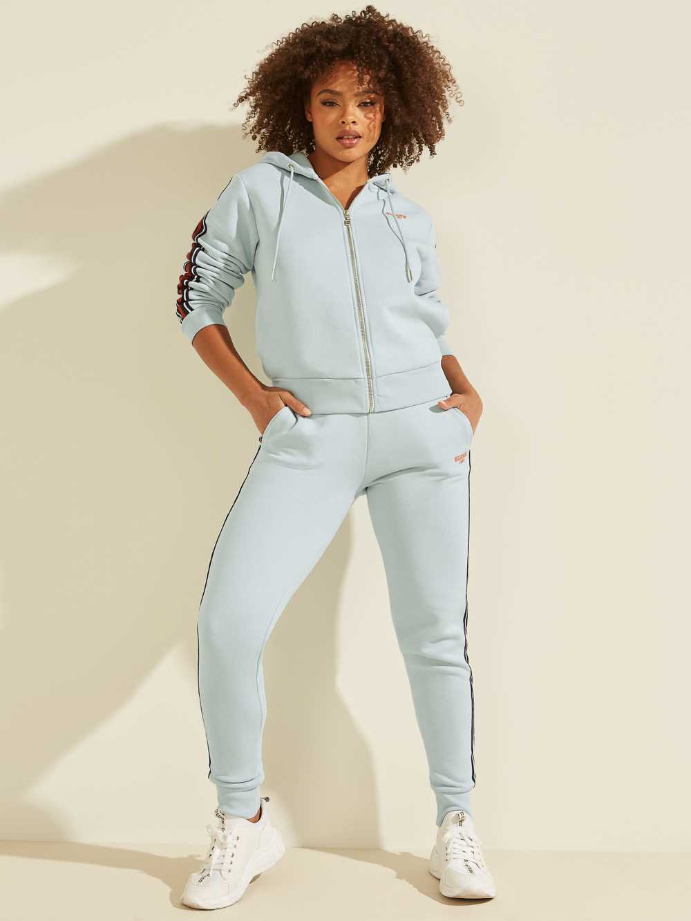 Light Blue Women's Guess Eco Abigal Stripe Joggers Australia Sale | 367RHWFGT