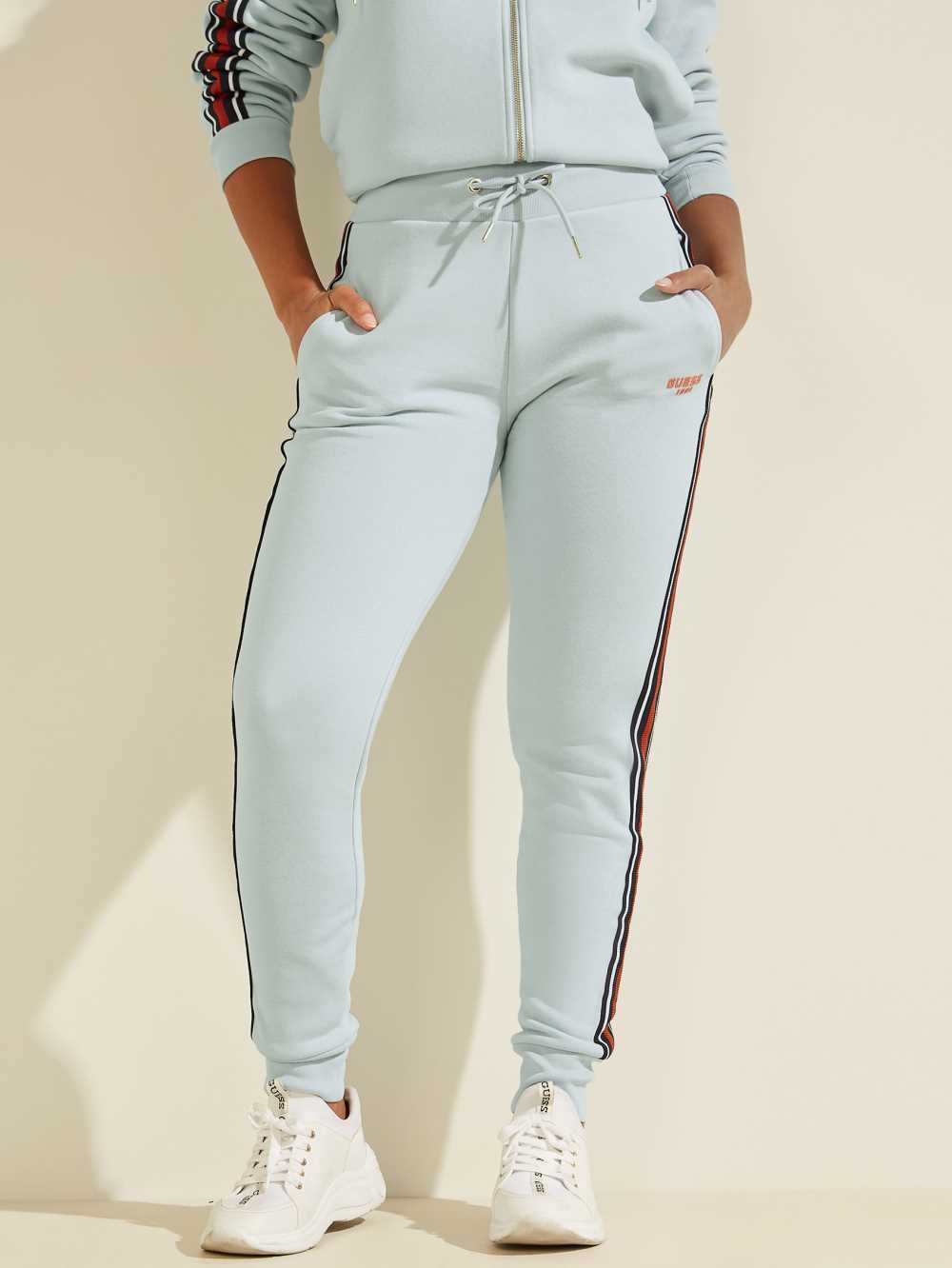 Light Blue Women\'s Guess Eco Abigal Stripe Joggers Australia Sale | 367RHWFGT