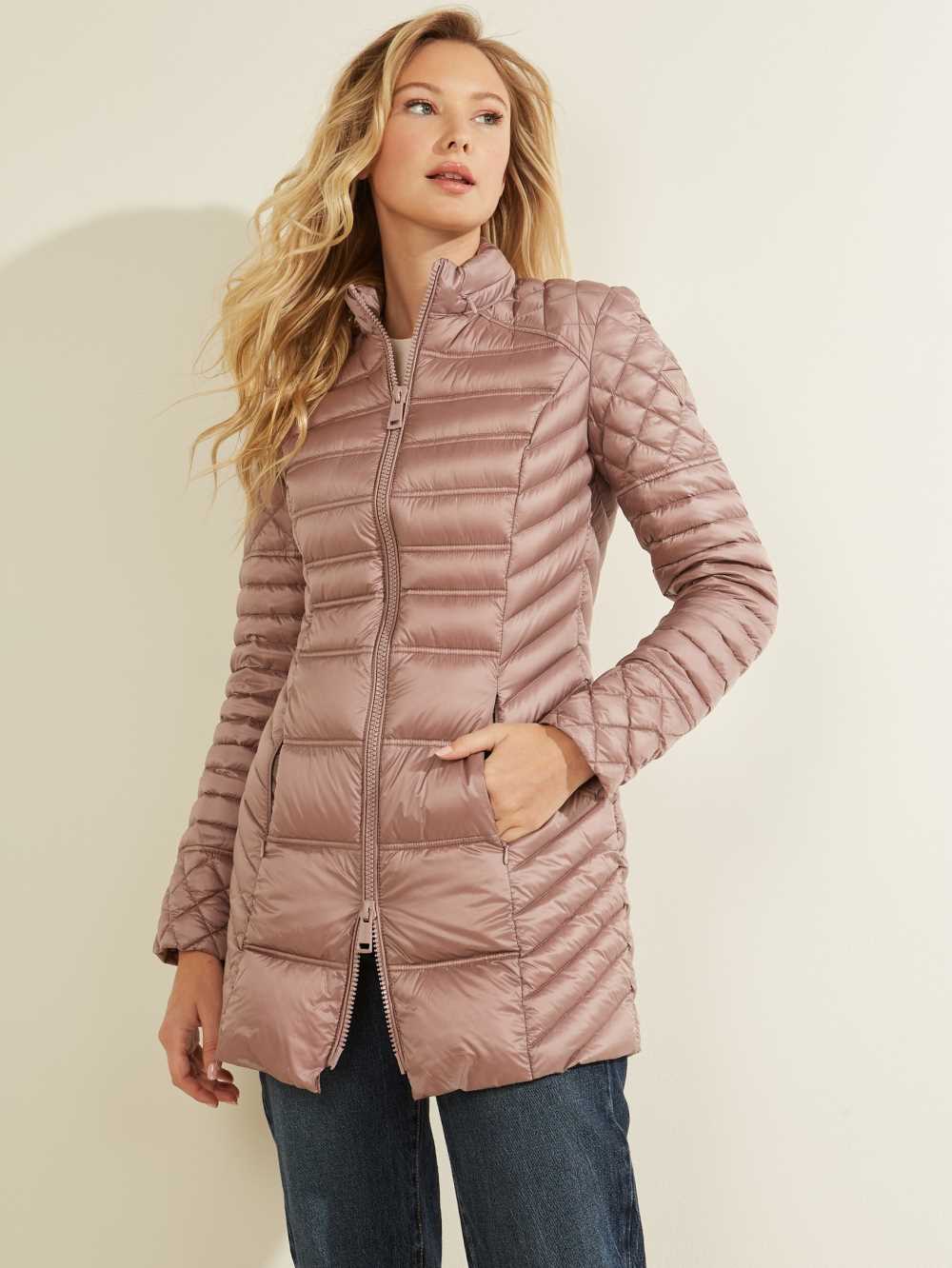 Light Brown Women's Guess Natasha Packable Down Jackets Australia Sale | 485YWDFPU