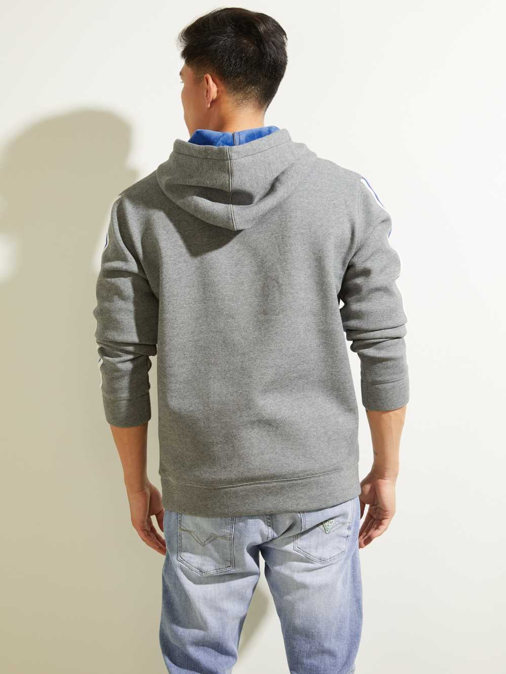 Light Grey Men's Guess Side Stripe Hoodie Australia Sale | 812SUWXIA