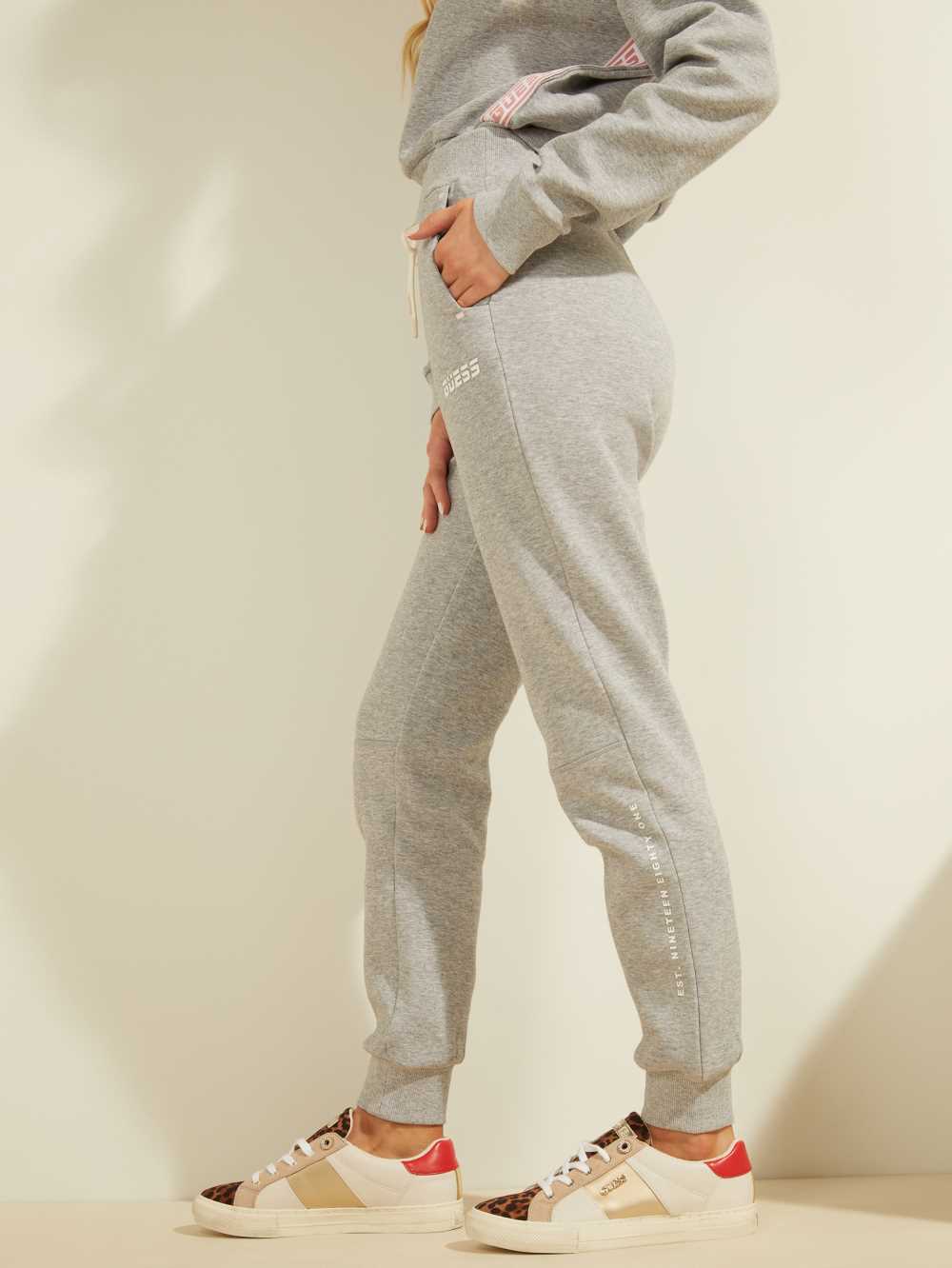 Light Grey Women's Guess Contrast Logo Joggers Australia Sale | 457MYLRIZ