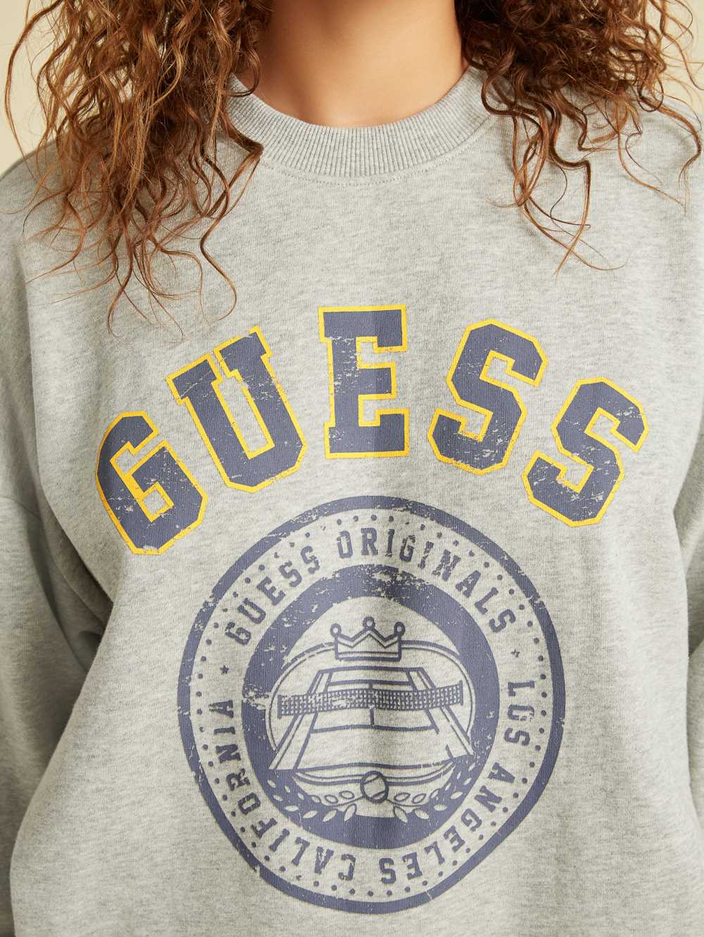 Light Grey Women's Guess Originals Oversized Pullover Sweatshirt Australia Sale | 439XEKQTG