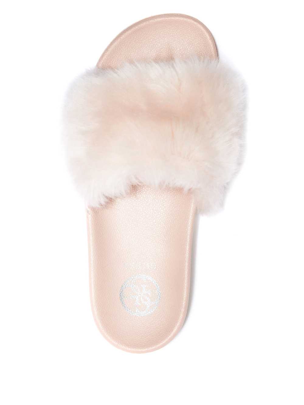 Light Pink Women's Guess Buffie Leopard Faux-Fur Slide Slide Sandals Australia Sale | 687EXLCYQ