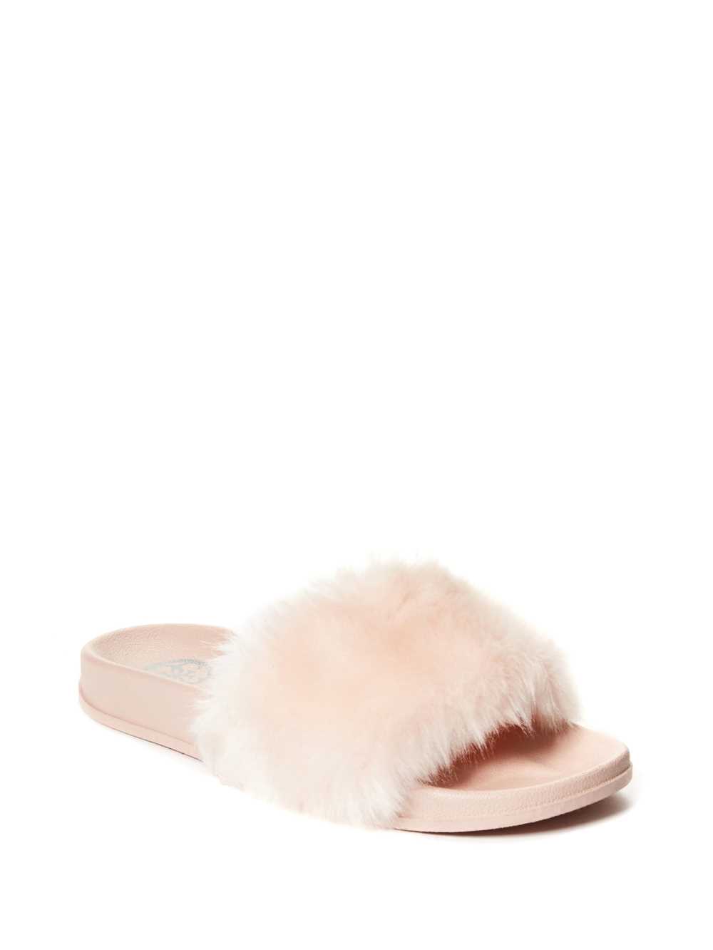 Light Pink Women\'s Guess Buffie Leopard Faux-Fur Slide Slide Sandals Australia Sale | 687EXLCYQ