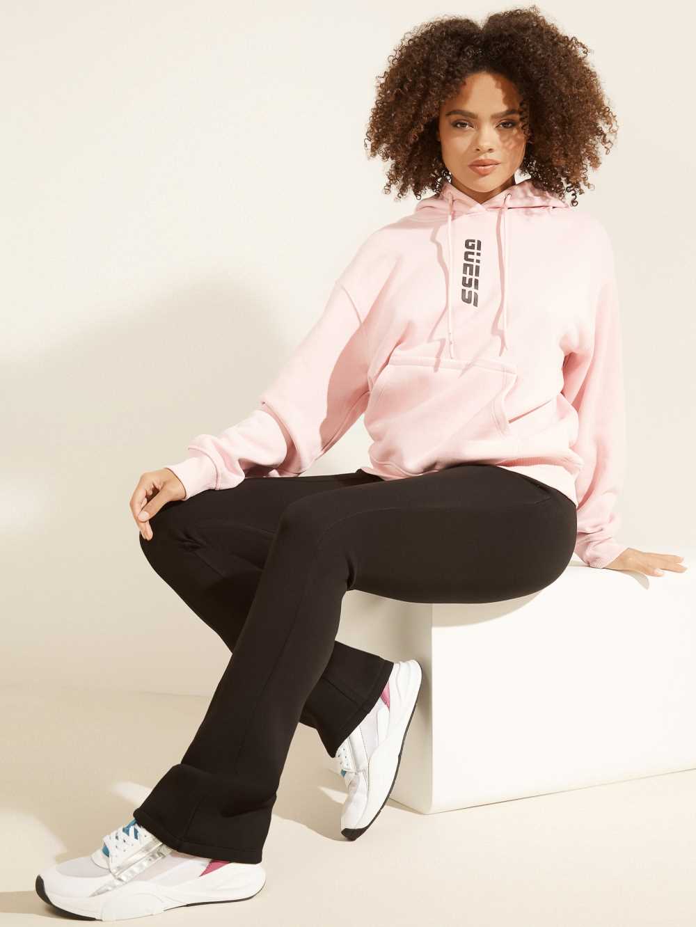 Light Pink Women's Guess Eco Alisha Hooded Sweatshirt Australia Sale | 574TQOMHW