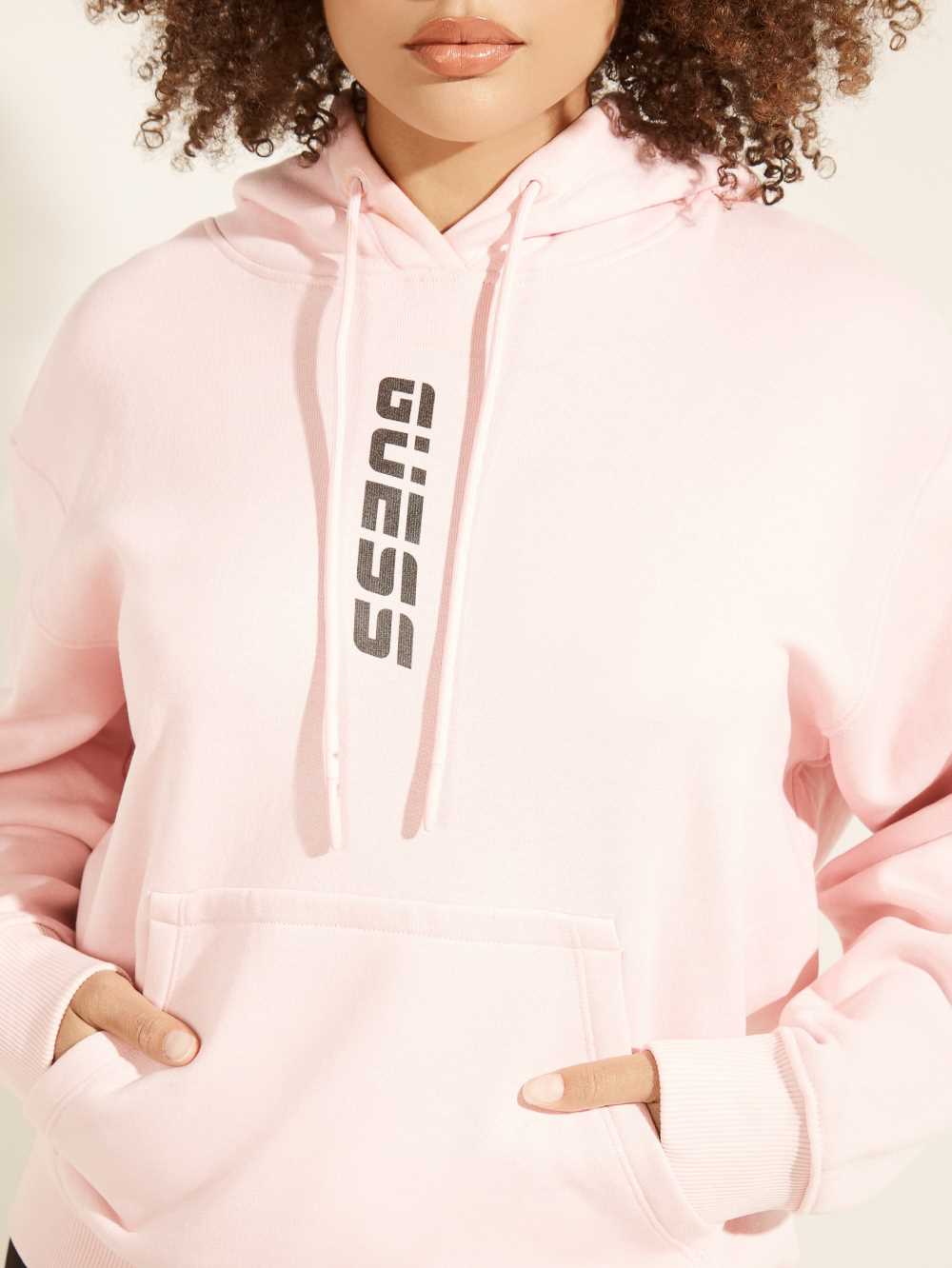 Light Pink Women's Guess Eco Alisha Hooded Sweatshirt Australia Sale | 574TQOMHW