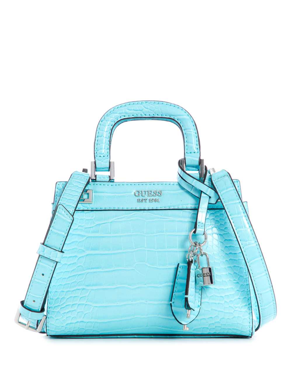 Light Turquoise Women\'s Guess Katey Mini Satchel Bags Australia Sale | 136HPYCFS