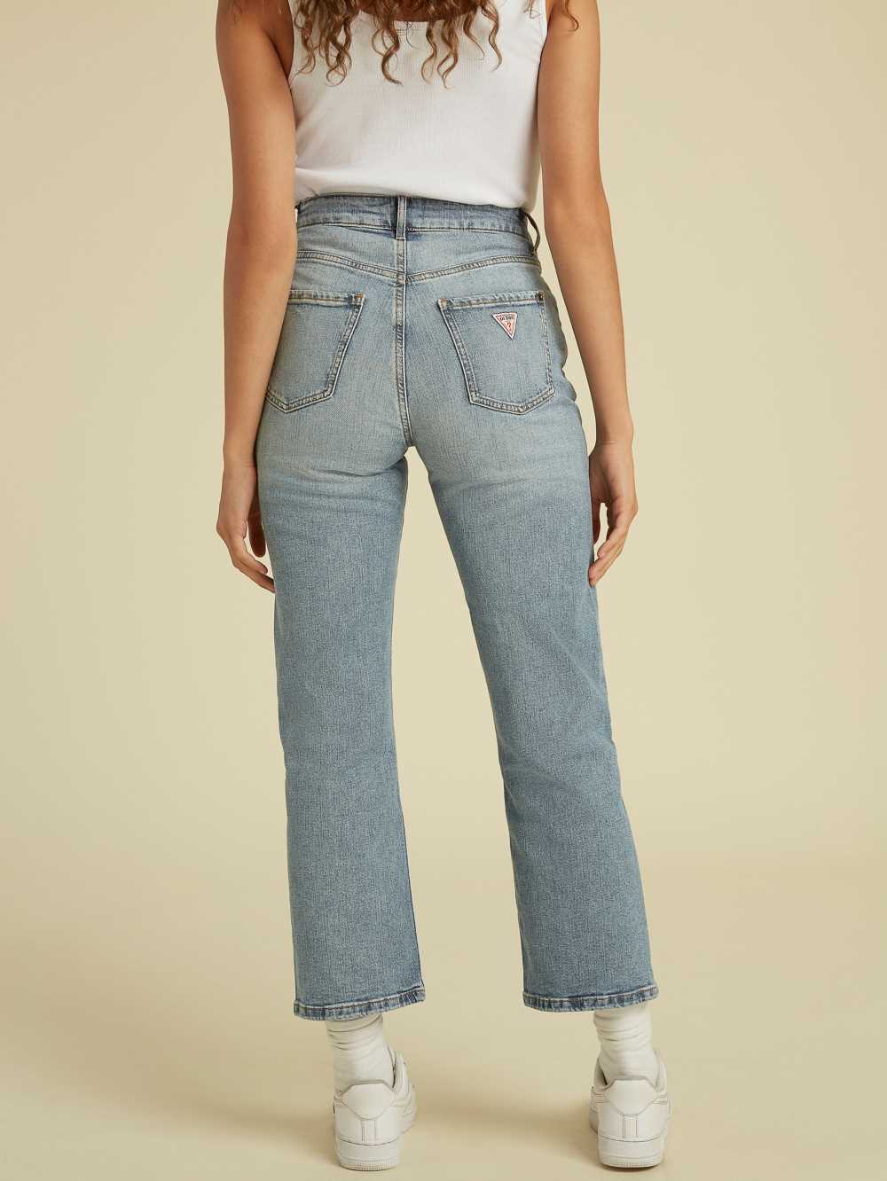 Light Wash Women's Guess Originals Cropped Mom Jeans Australia Sale | 605UDWQNA