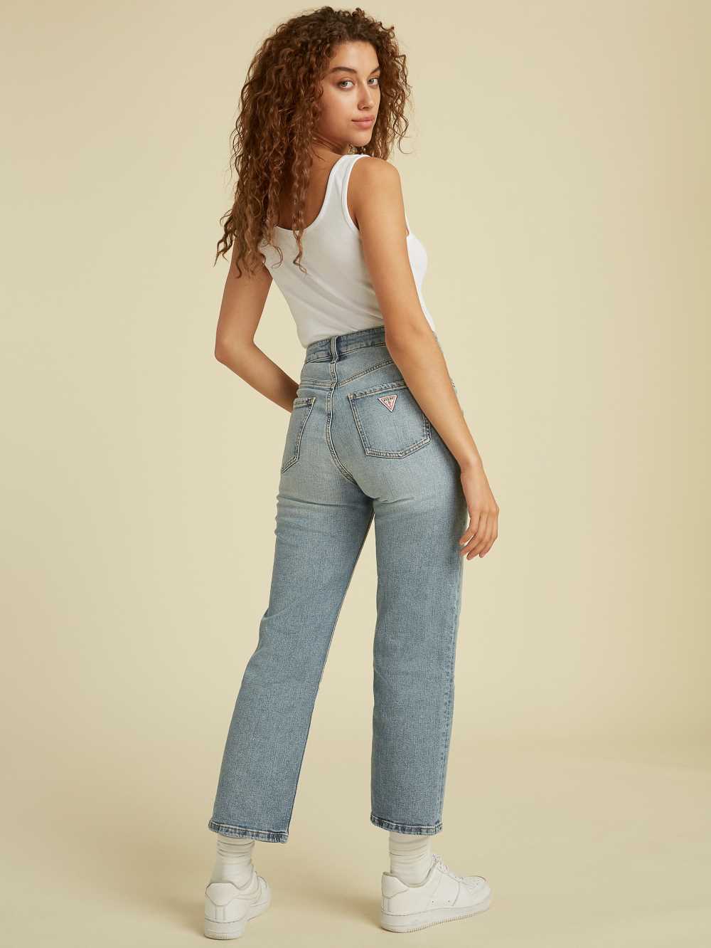 Light Wash Women's Guess Originals Cropped Mom Jeans Australia Sale | 605UDWQNA