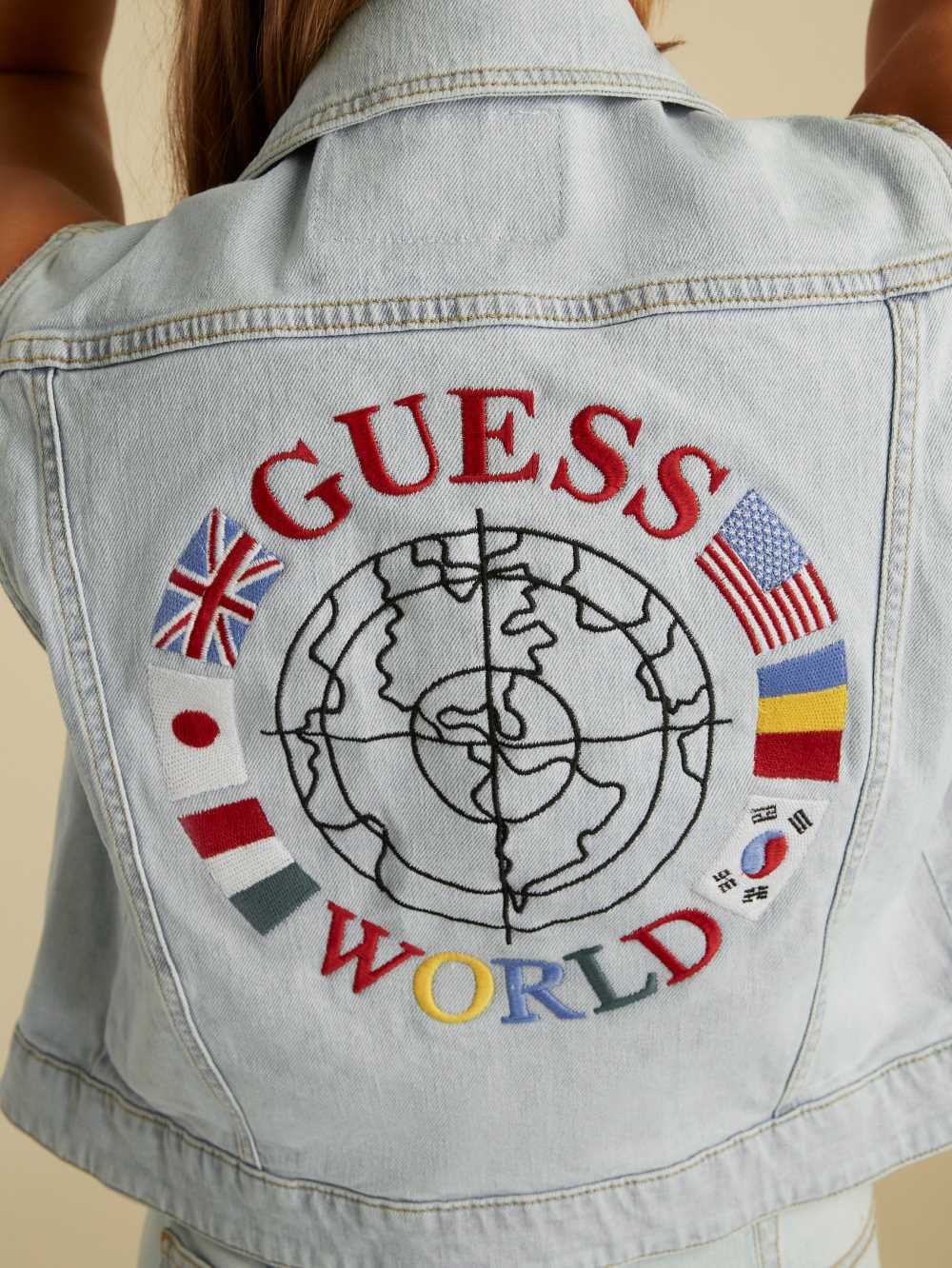 Light Wash Women's Guess Summer Games Denim Vest Australia Sale | 672PFJDAM