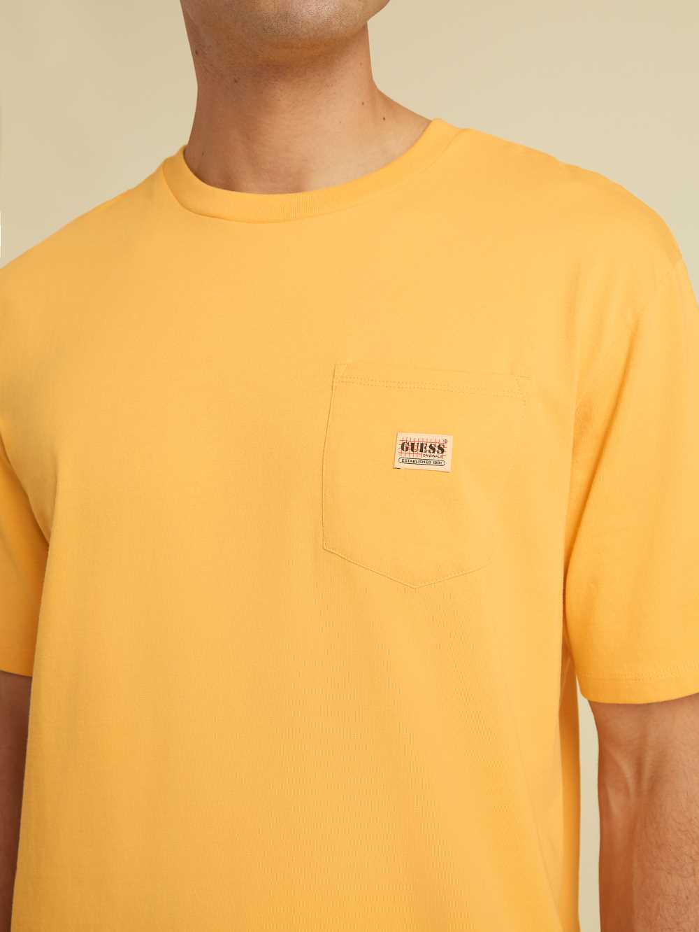 Mango Yellow Men's Guess Originals Kit Pocket T-shirt Australia Sale | 259JWYKDA