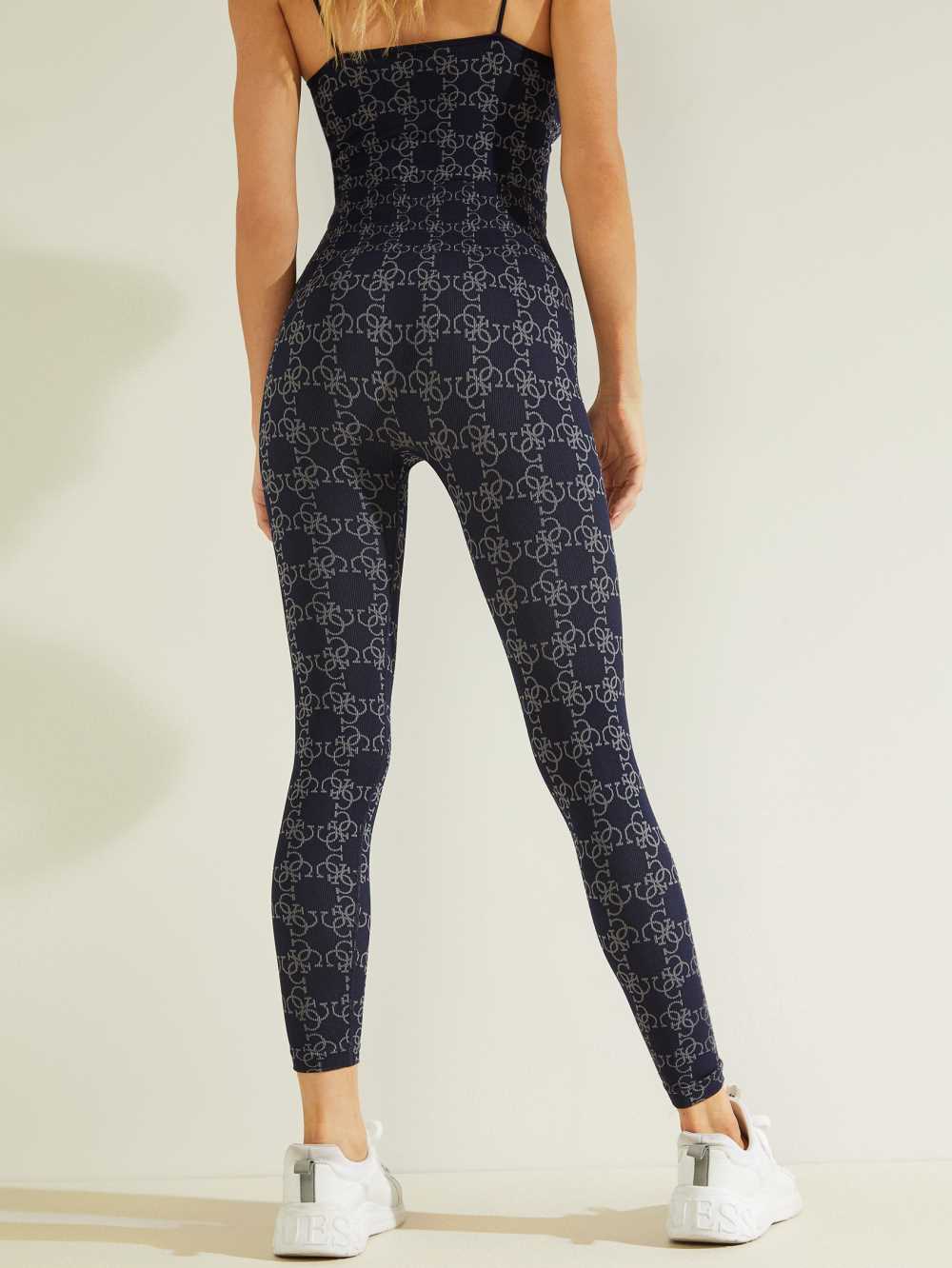 Navy Women's Guess Della Logo Print Leggings Australia Sale | 024RSGJCD