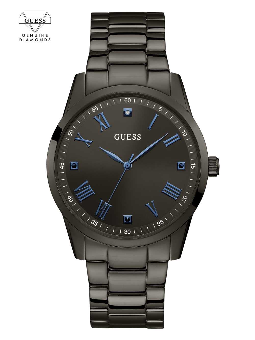 Obsidian Men\'s Guess Gunmetal And Blue Analog Watches Australia Sale | 546XWFOGY