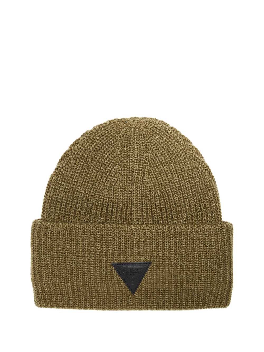 Olive Men\'s Guess Justyn Triangle Logo Beanie Australia Sale | 950JFKXQD