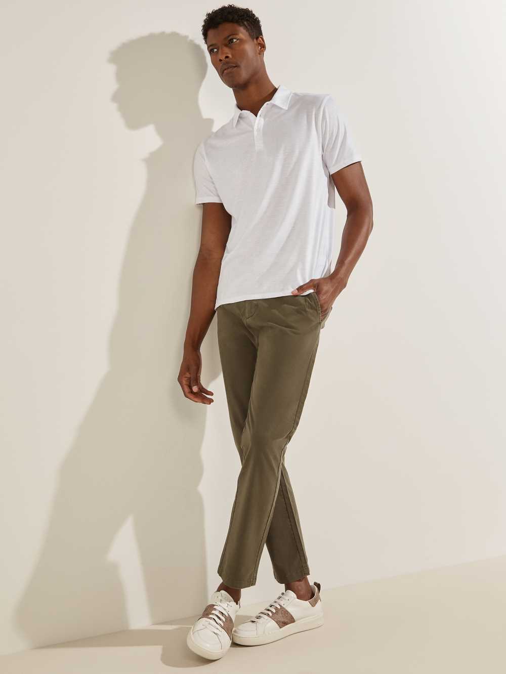 Olive Men's Guess Myron Twill Skinny Pants Australia Sale | 480LZNUFM