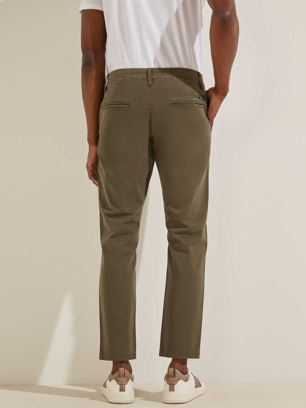 Olive Men's Guess Myron Twill Skinny Pants Australia Sale | 480LZNUFM