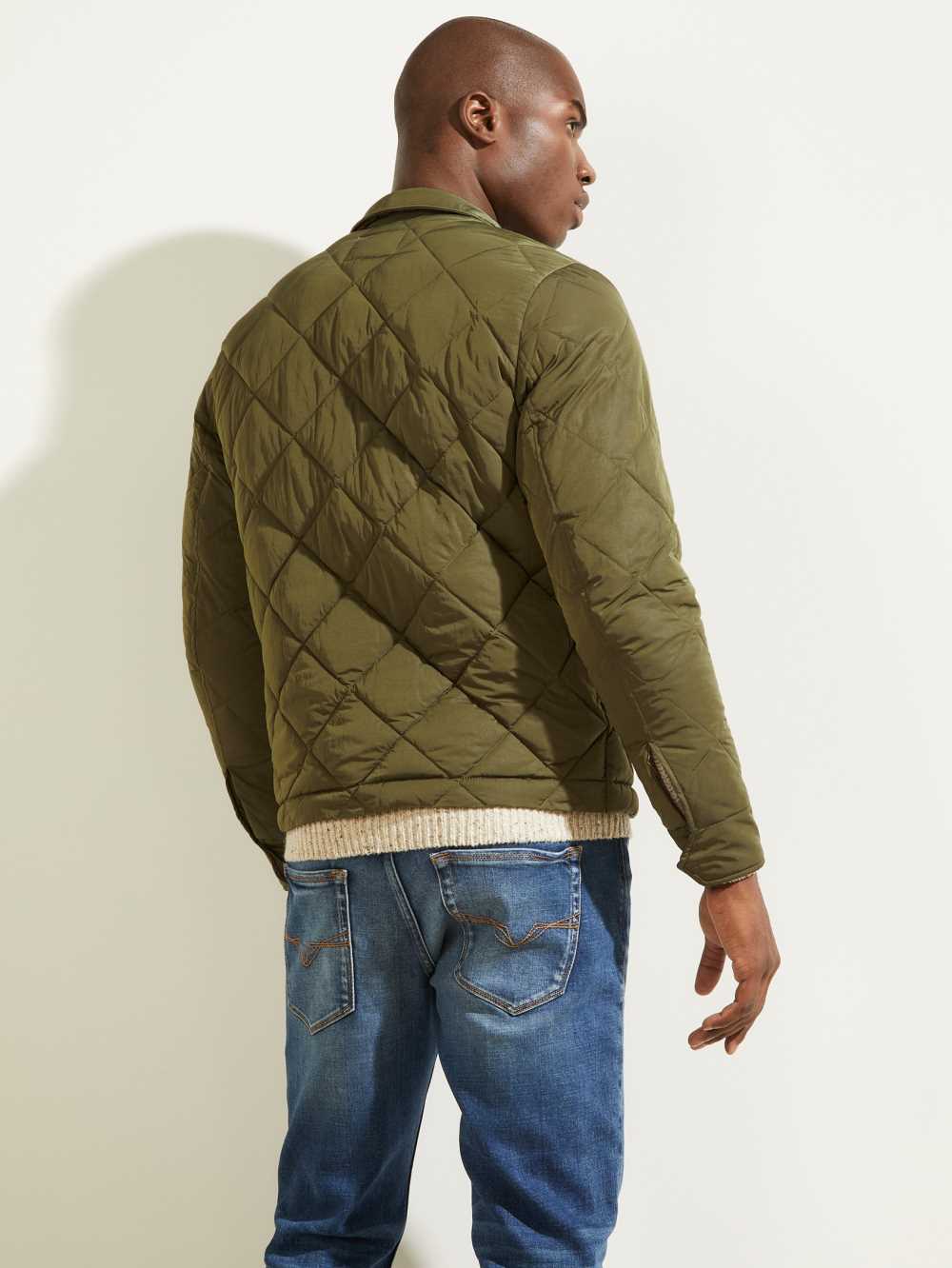 Olive Men's Guess Nylon Coach Jackets Australia Sale | 913JKUGBN