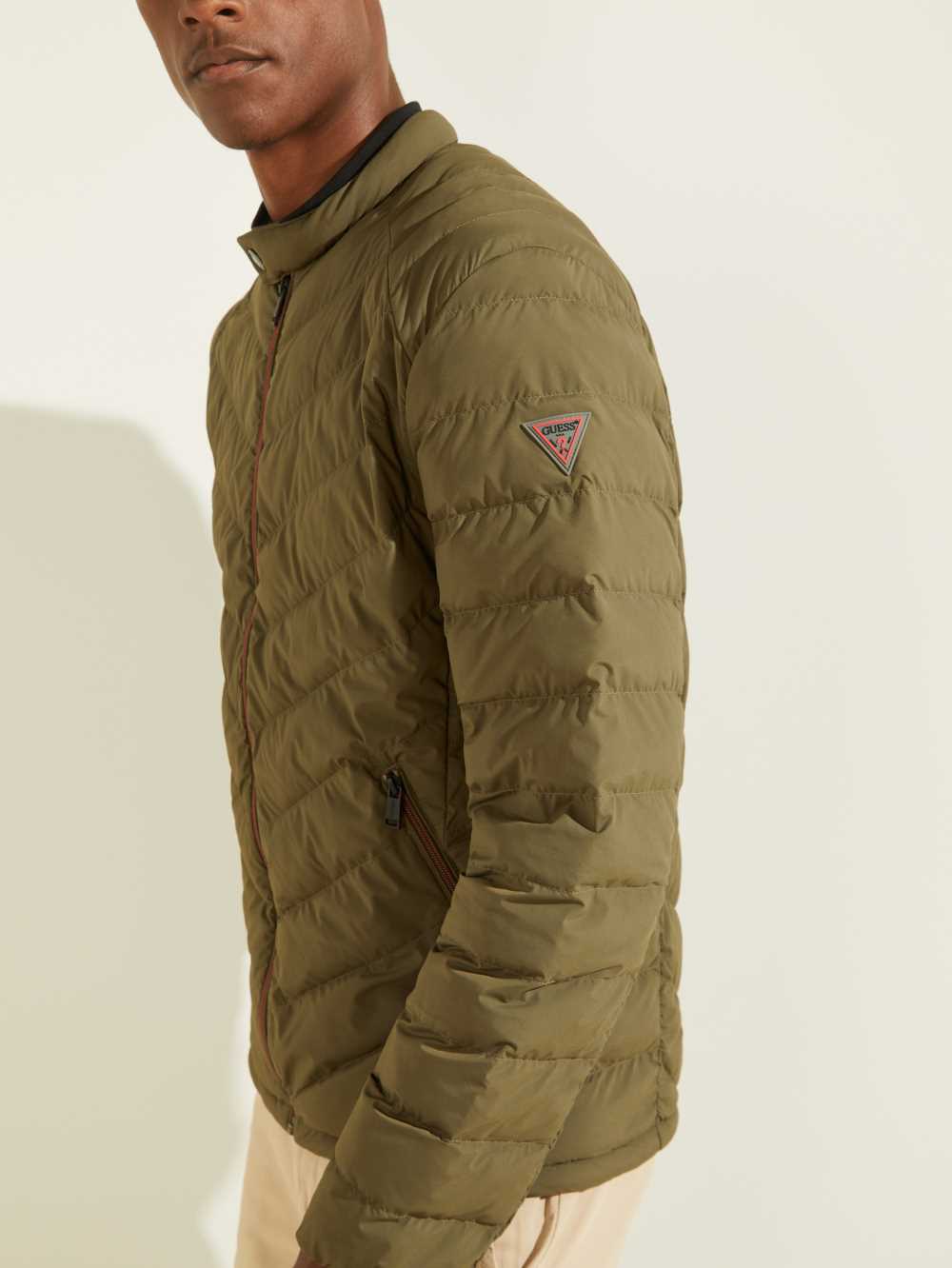 Olive Men's Guess Slim Fit Puffer Jackets Australia Sale | 476YDMVLK