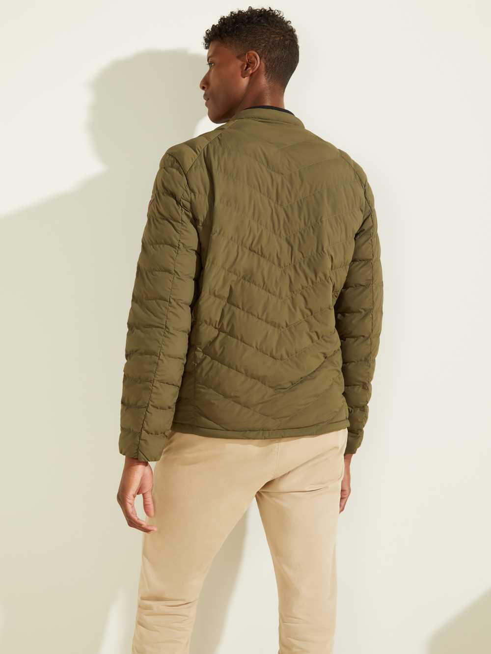 Olive Men's Guess Slim Fit Puffer Jackets Australia Sale | 476YDMVLK