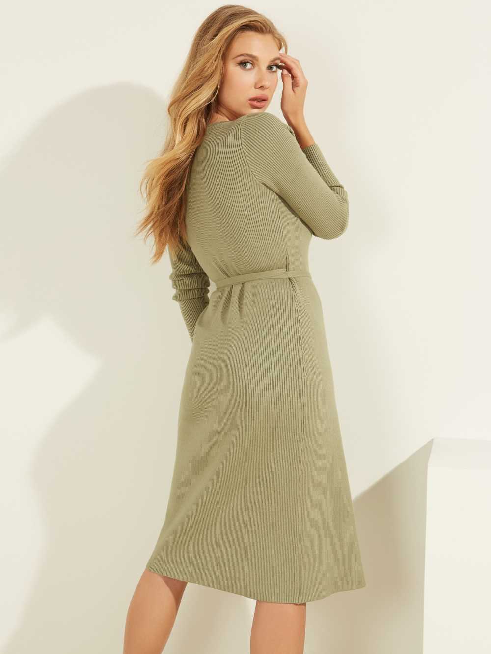 Olive Women's Guess Everly Wrap Dresses Australia Sale | 198HKELCP