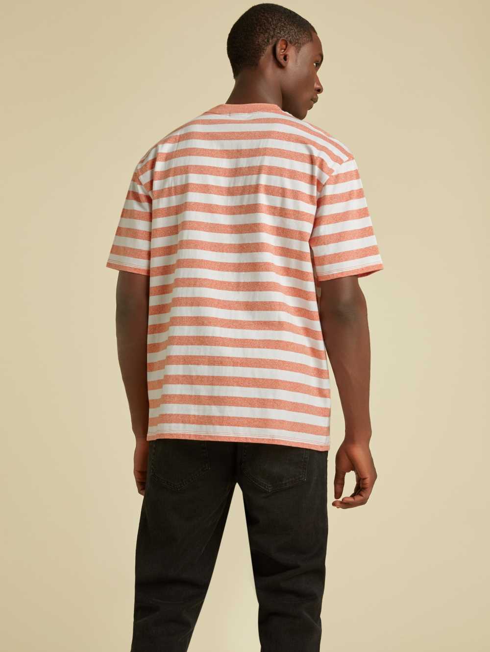 Orange Men's Guess Originals Striped T-shirt Australia Sale | 921VCYMKL