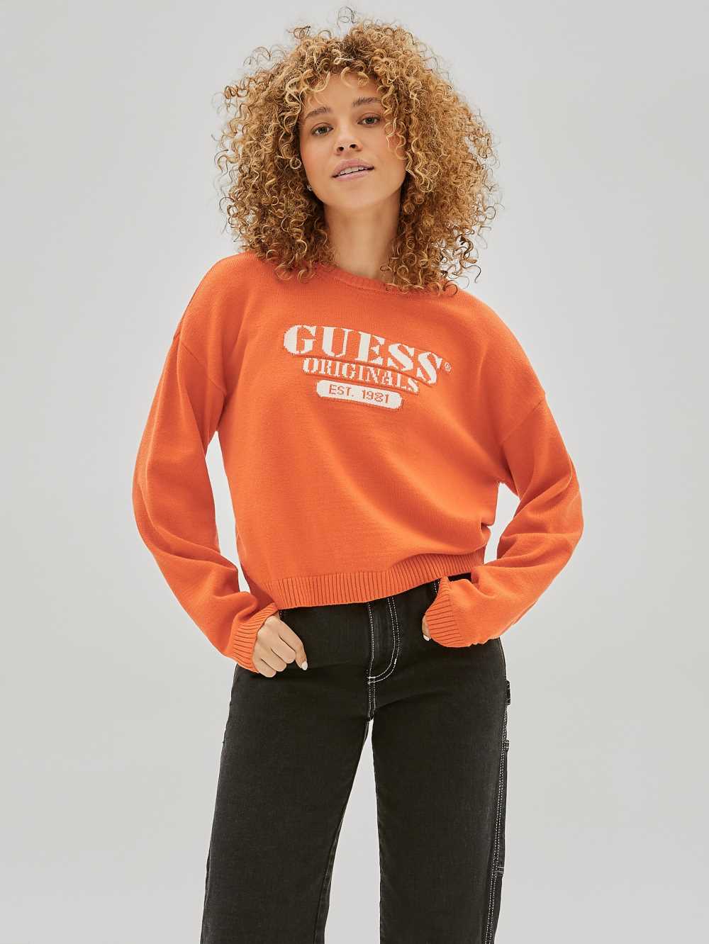 Orange Women\'s Guess Originals Logo Sweaters Australia Sale | 406UXVYWK