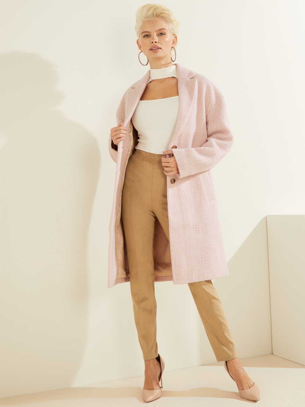 Pink Women's Guess Destiny Wool-Blend Coats Australia Sale | 501REGNCV