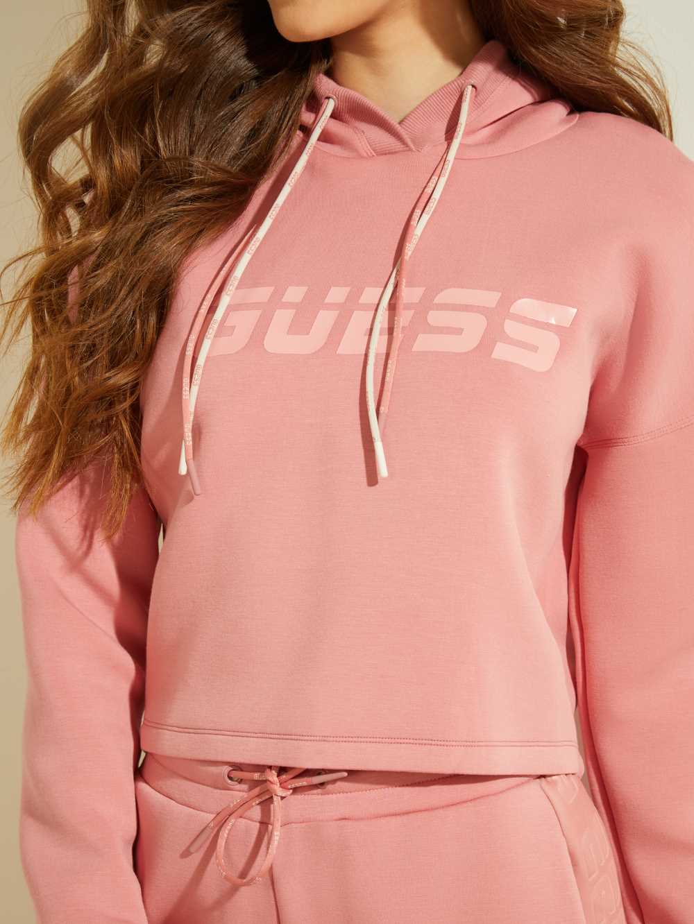 Pink Women's Guess Double Drawstring Hooded Sweatshirt Australia Sale | 329AJRZBX