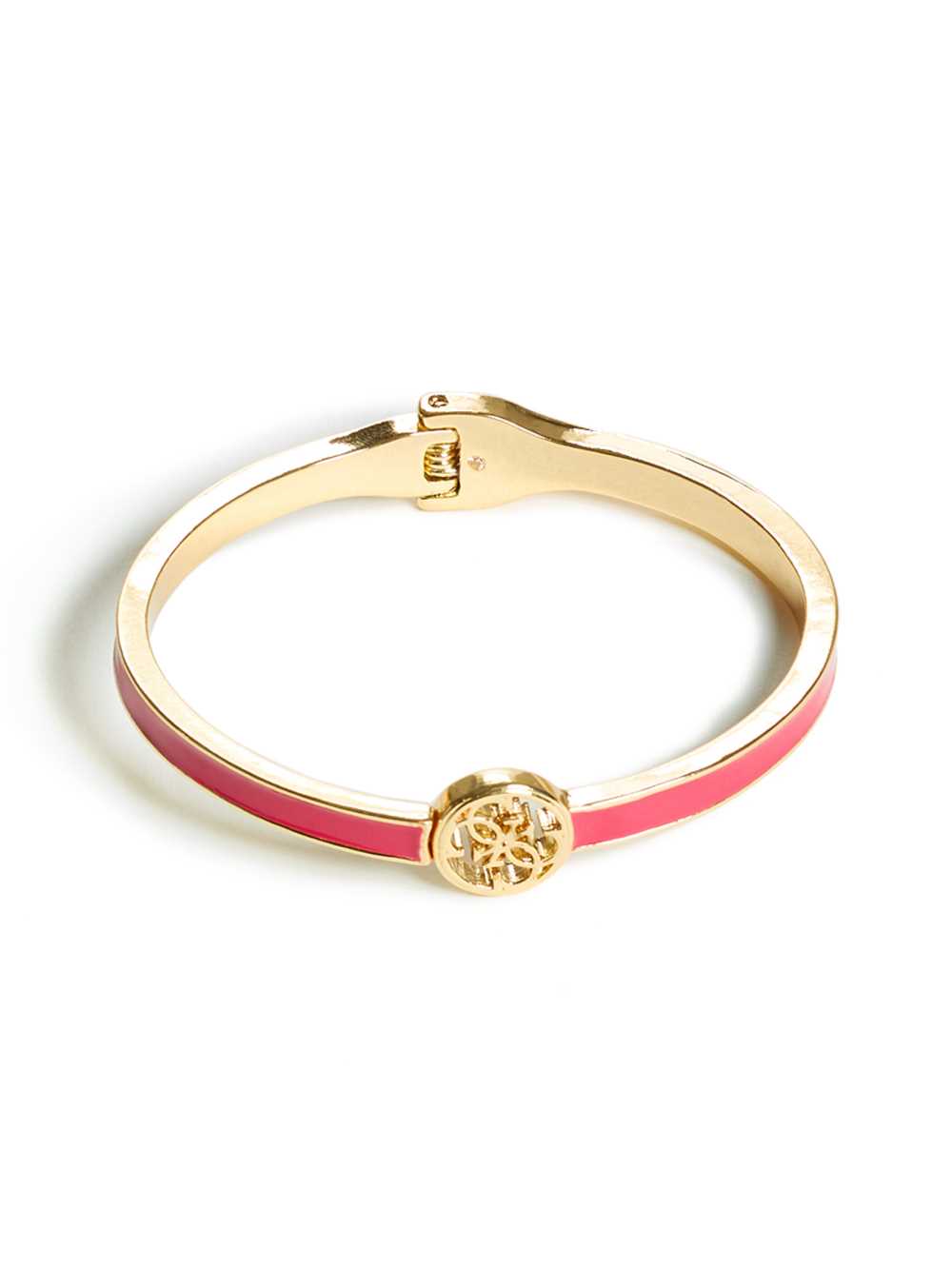 Pink Women's Guess Enamel Logo Bangle Ring Australia Sale | 897FYUJWZ