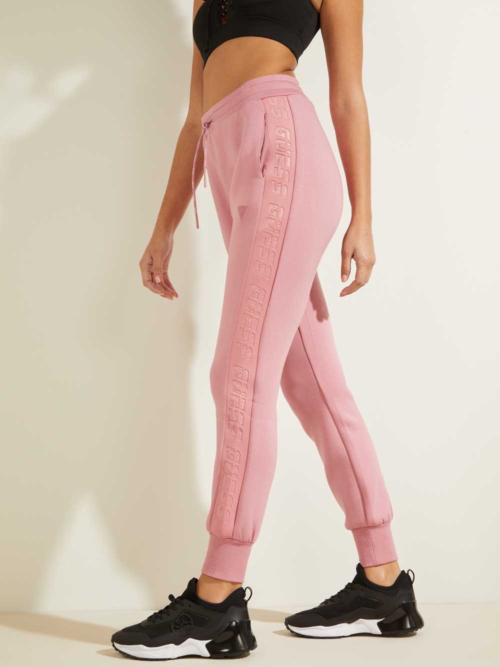 Pink Women's Guess Scuba Logo Tape Joggers Australia Sale | 467URPXYL