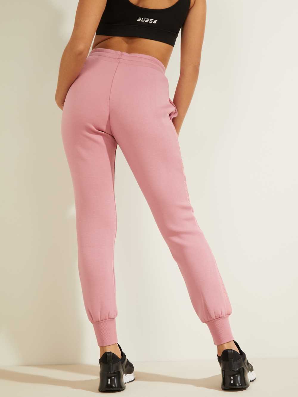 Pink Women's Guess Scuba Logo Tape Joggers Australia Sale | 467URPXYL