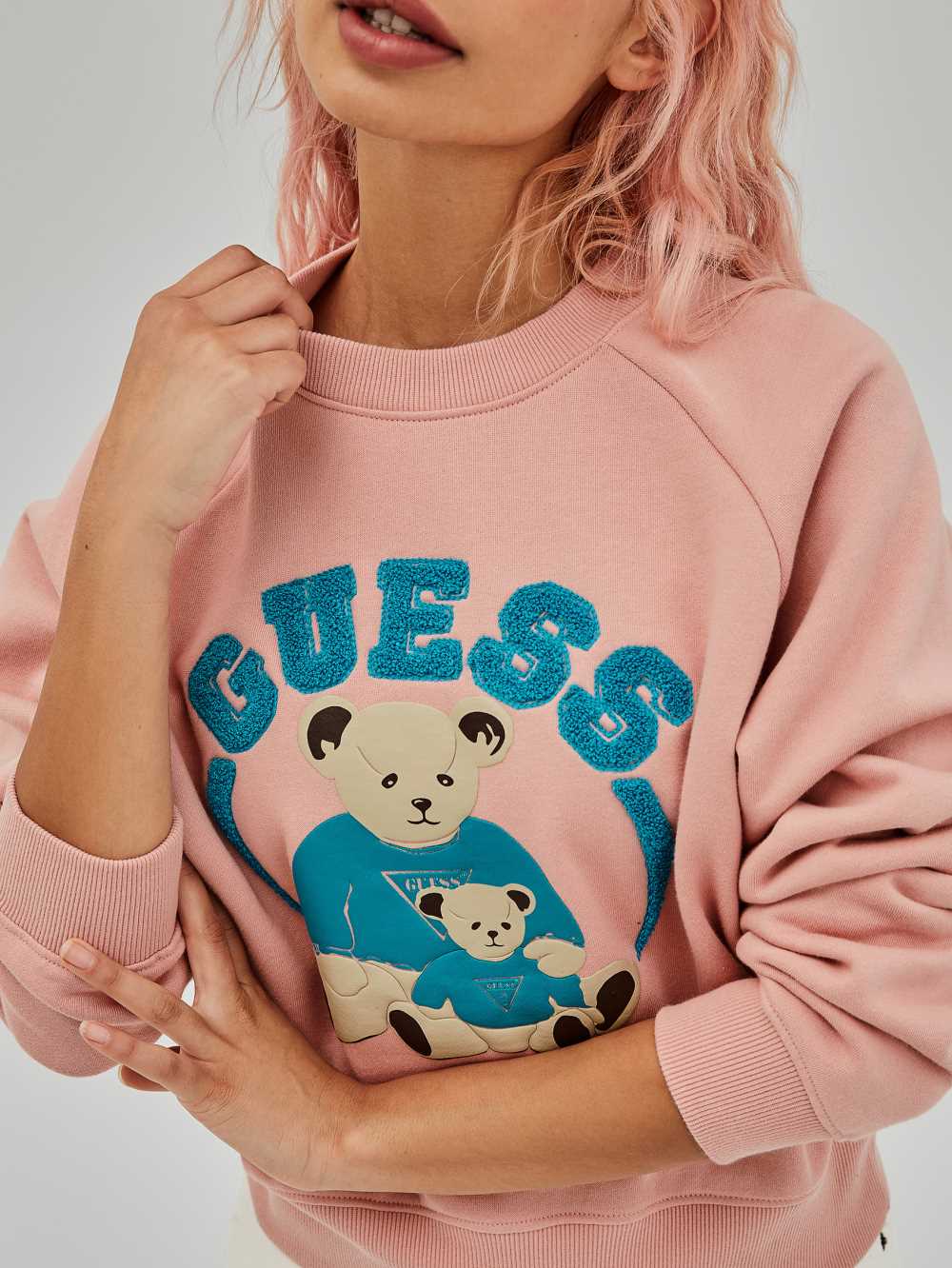 Pink Women's Guess Spence Sweatshirt Australia Sale | 617RWPJTZ