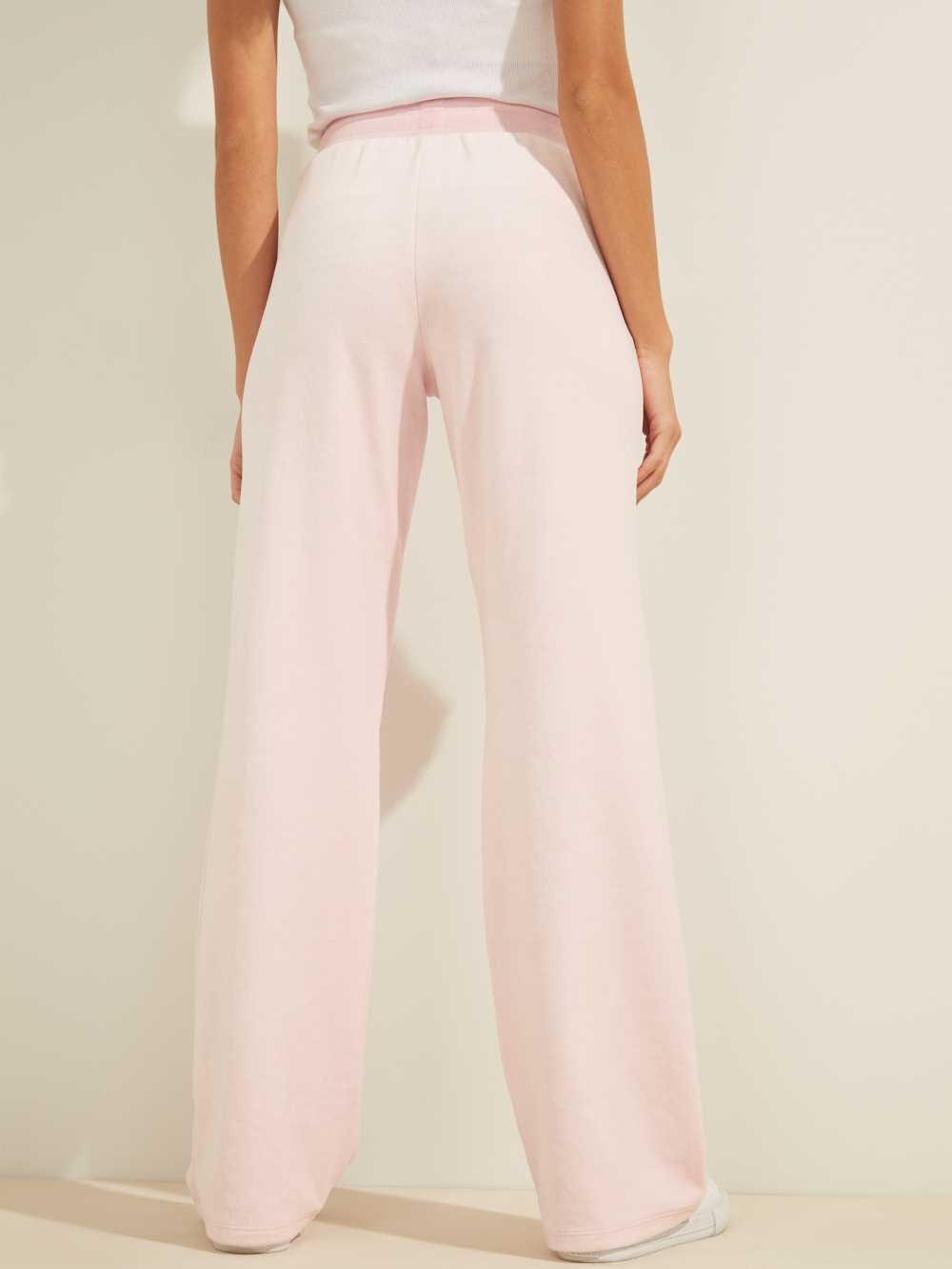 Pink Women's Guess Velour Logo Pants Australia Sale | 243STKCQY